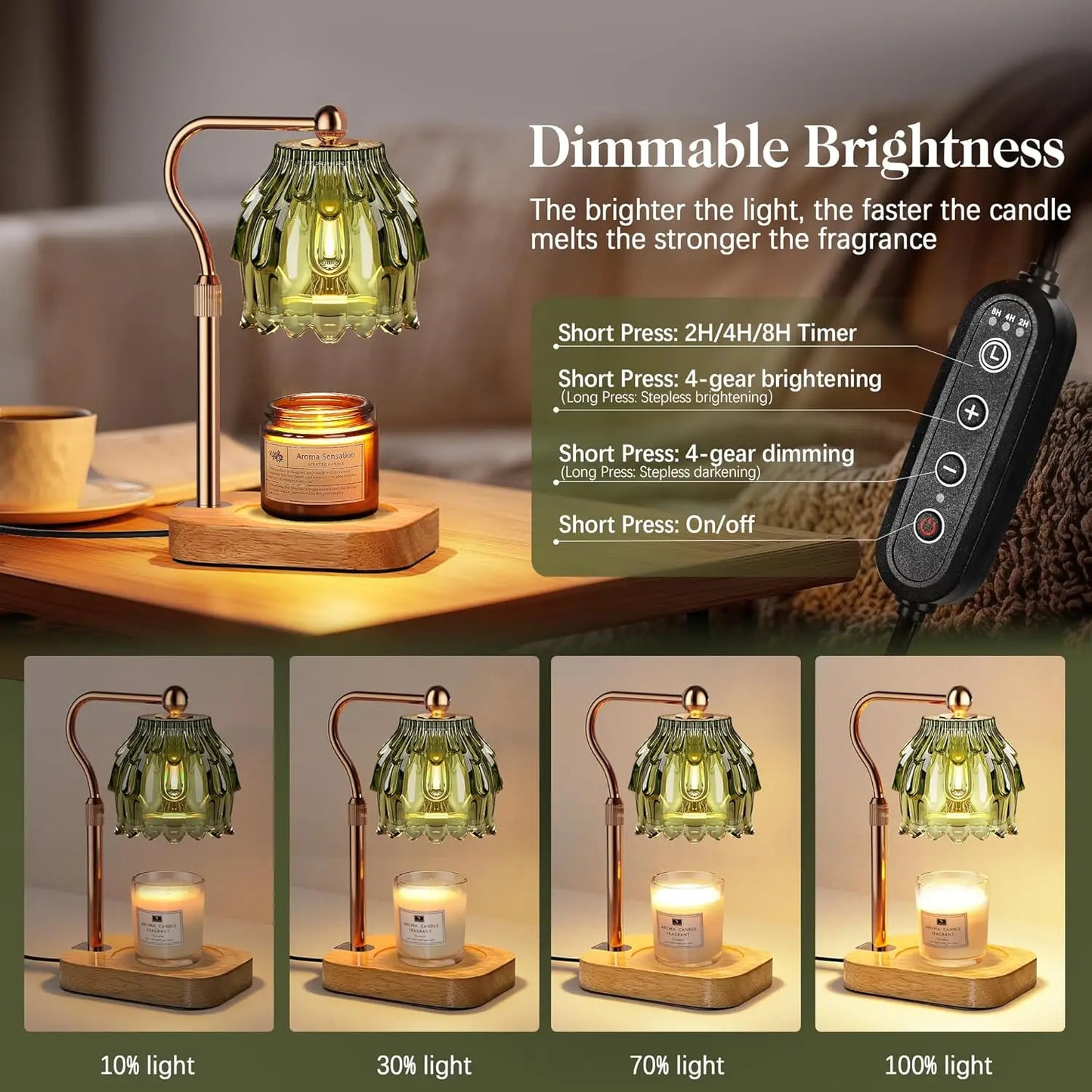 Timer Dimmable Candle Warmer Lamp With Adjustable Height