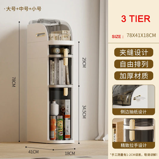 Plastic Narrow Storage Cabinet With Drawer For Kitchen And Bathroom