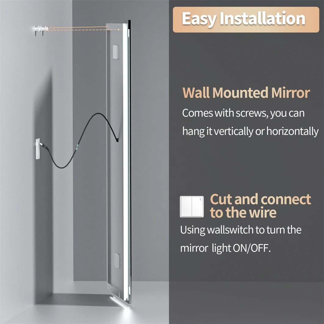 Borwart Smart LED Vanity Mirror With Bluetooth Display Anti Fog