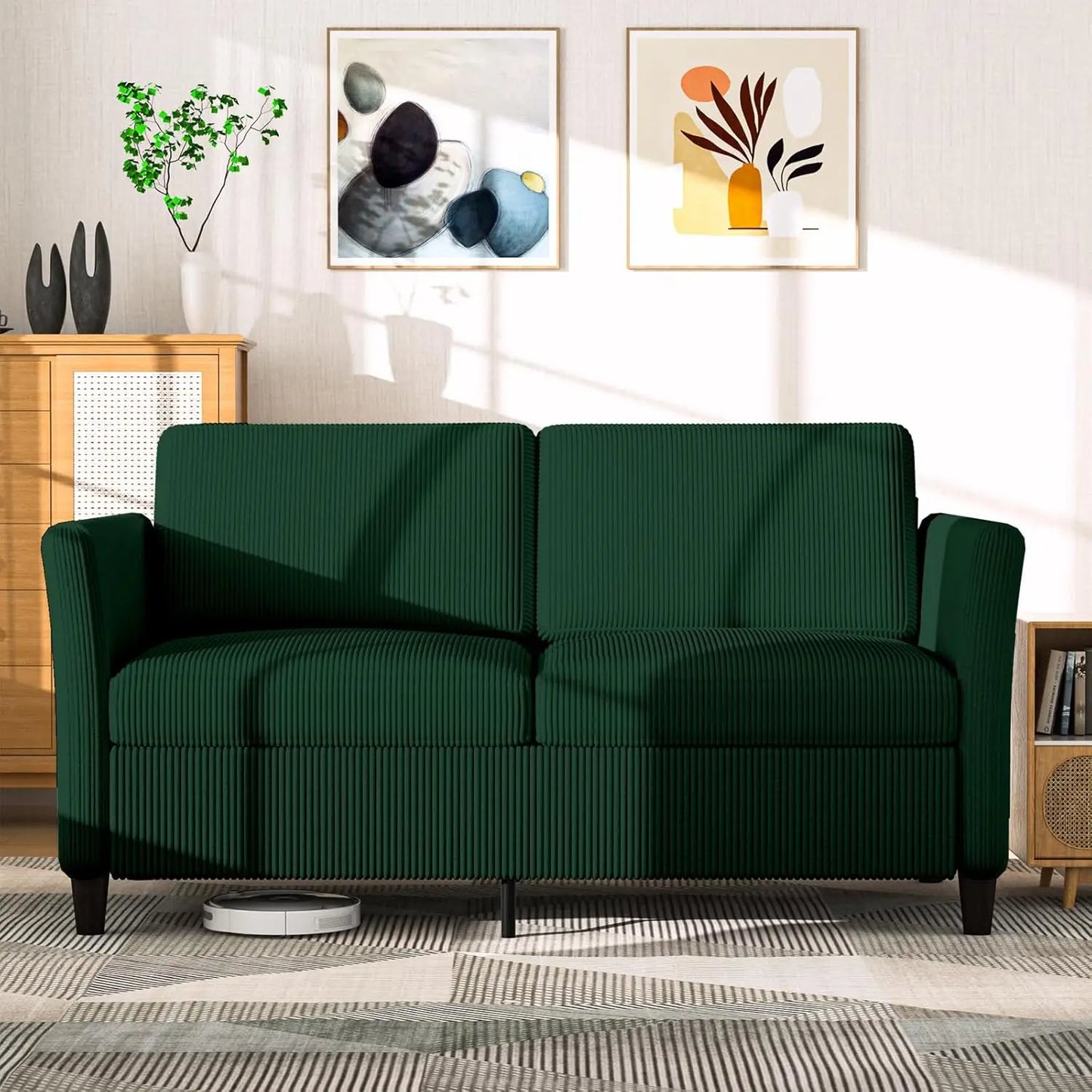 CHENGWEI Corduroy Loveseat Sofa Modern Two Seater Living Room