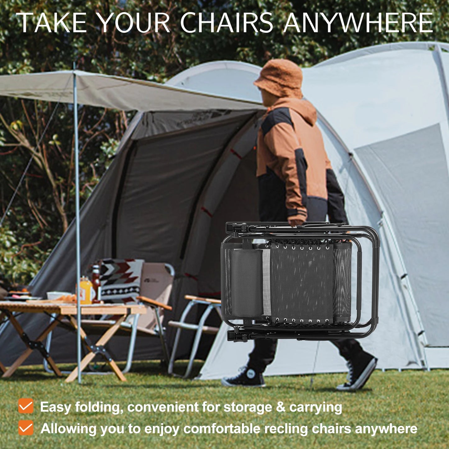 JHK Zero Gravity Recliner Set of 2 with Cup Holders