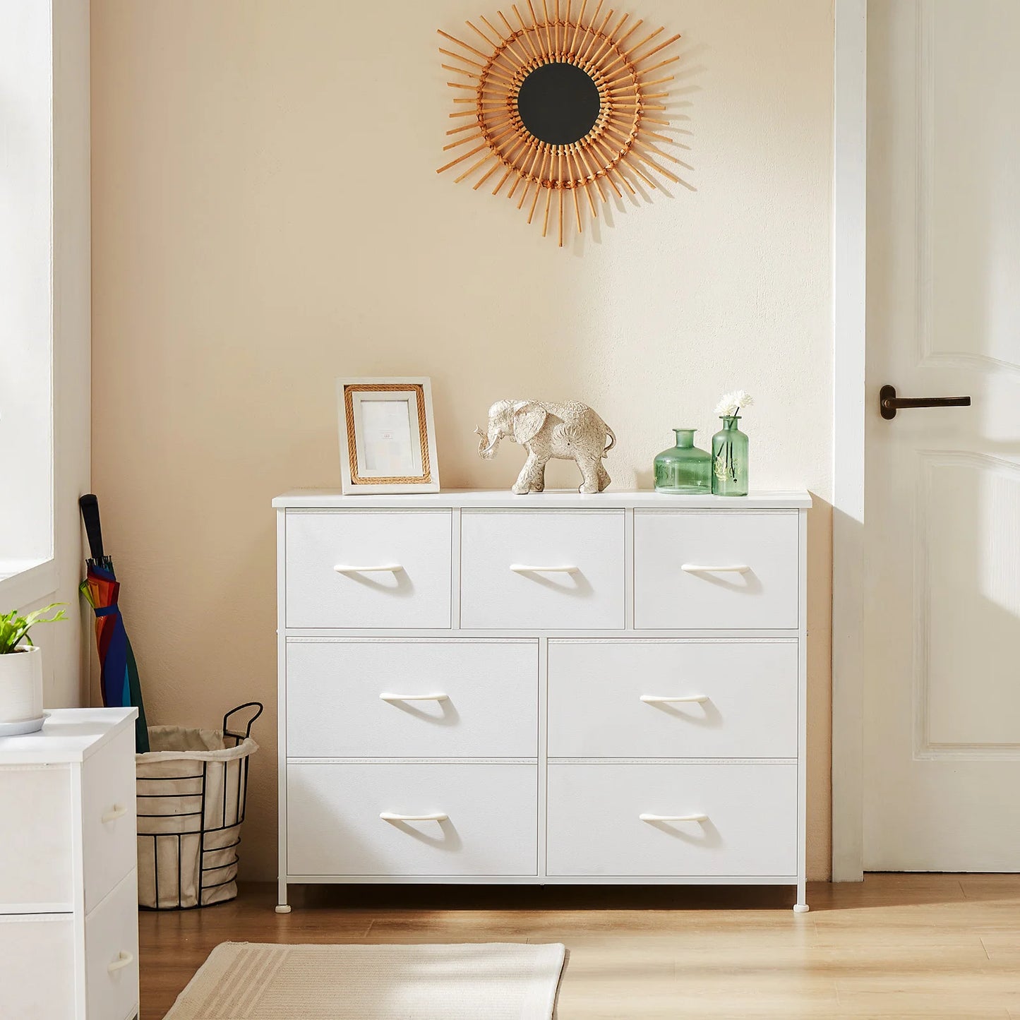 JHK Dresser With 7 Fabric Drawers Storage Cabinet For Bedroom Living Room Organization