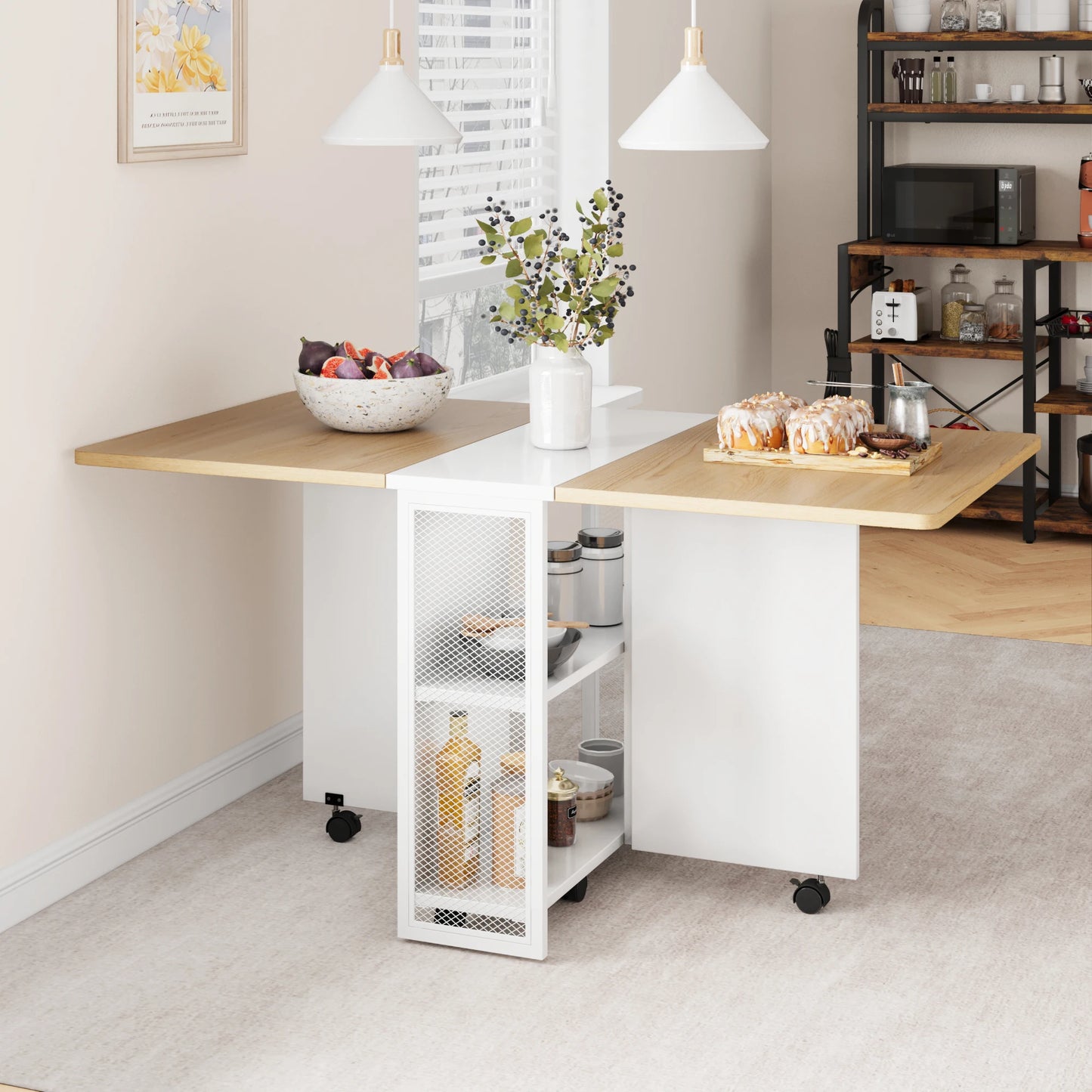 Studyset Folding Dining Table With Drop Leaf And Storage Extendable