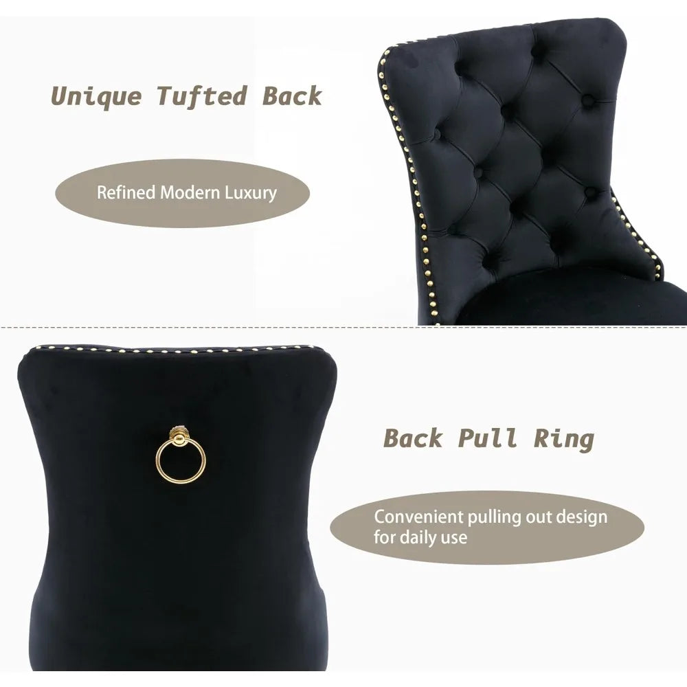 MOYU Velvet Dining Chairs Set Of 4 Tufted Upholstered Chairs