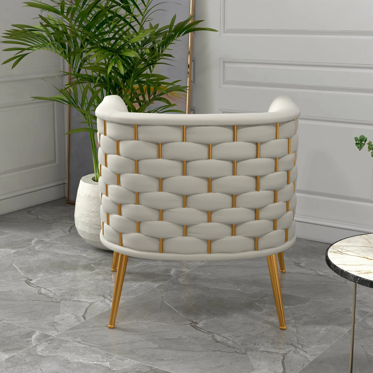 Modern Velvet Round Accent Chairs Set for Living Room