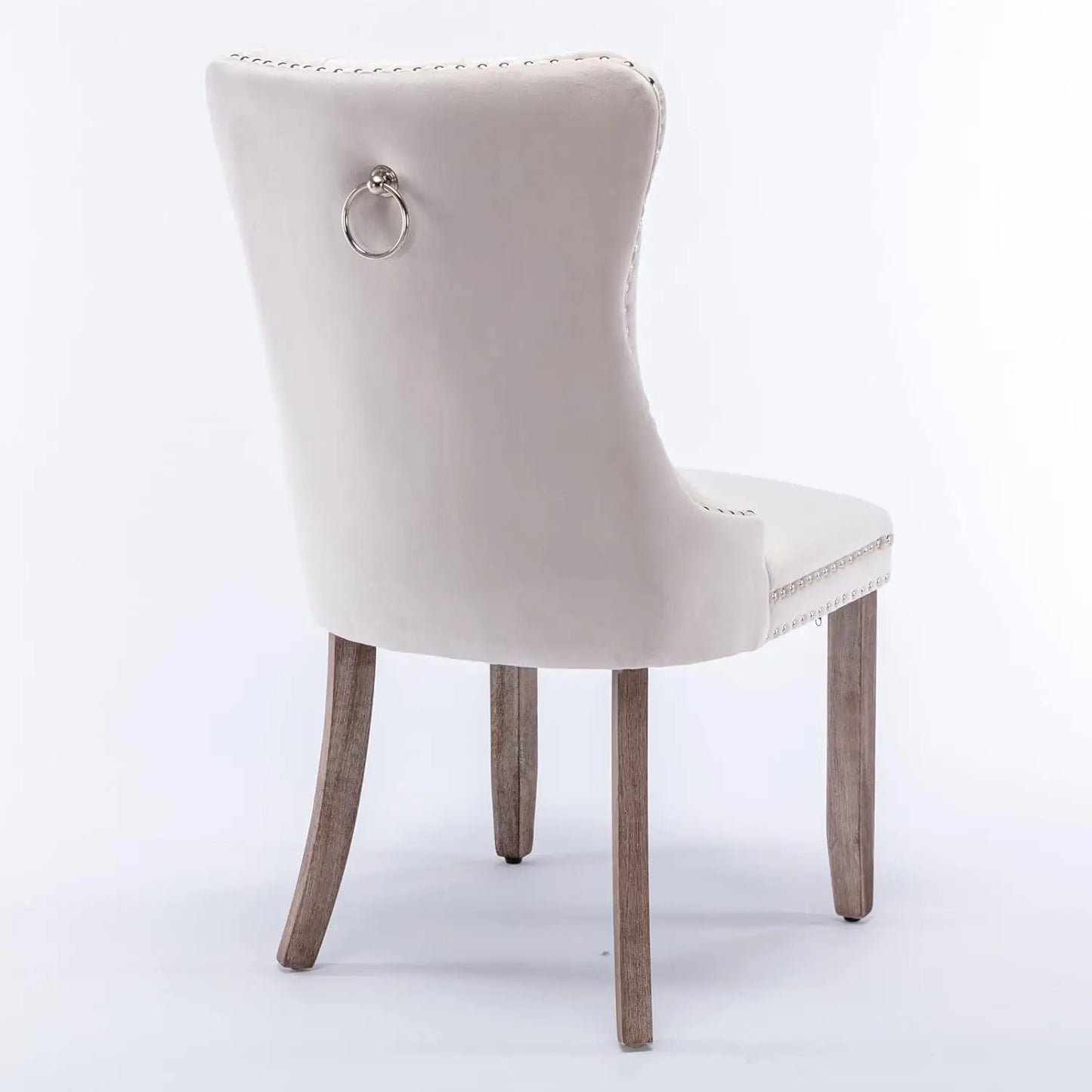 Elegant Velvet Tufted High Back Dining Chair With Wood Legs