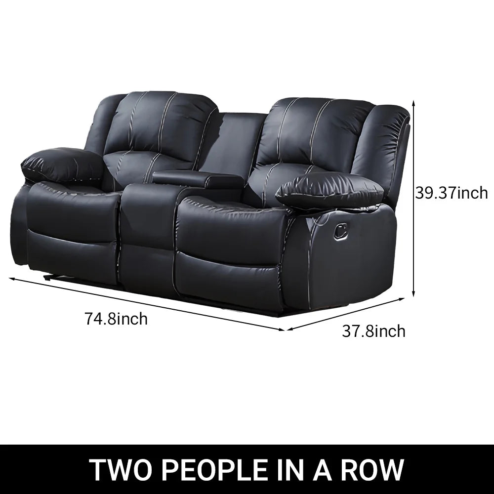 Power Loveseat Recliner Sofa With Storage Console Theater Seating