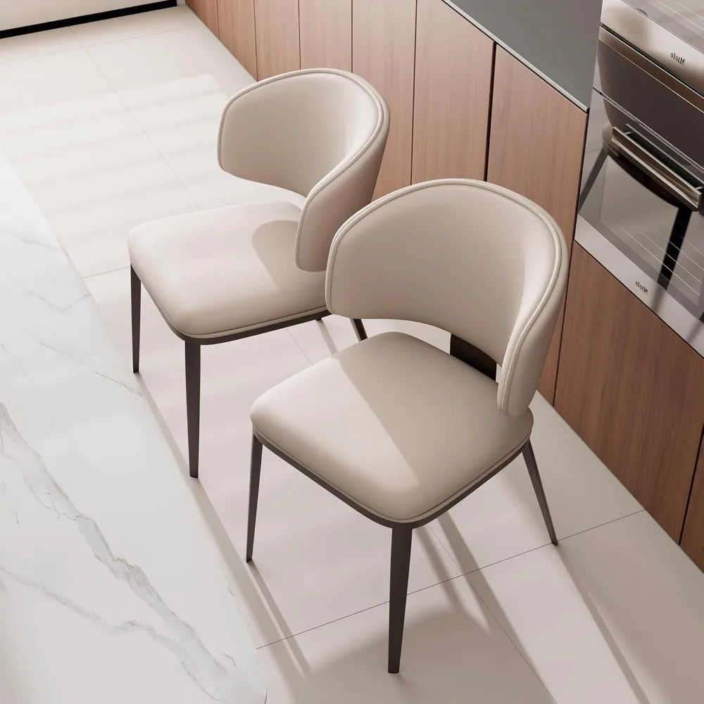 CHENGWEI Comfortable Dining Chairs Set Modern Upholstered Armless High Backrest