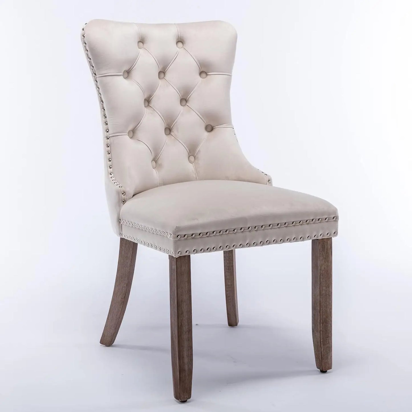 Elegant Velvet Tufted High Back Dining Chair With Wood Legs