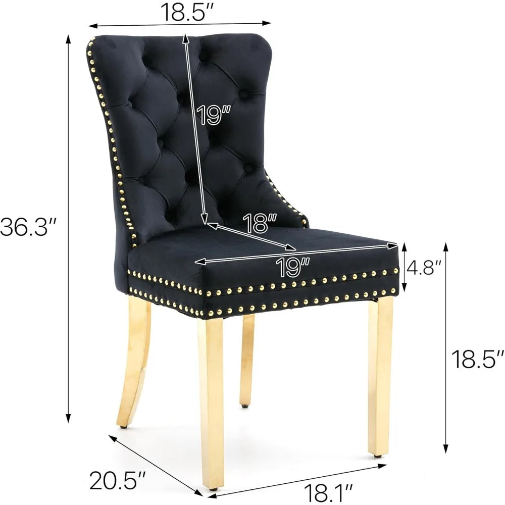 MOYU Velvet Tufted Dining Chairs Set Of 4 With Nailhead