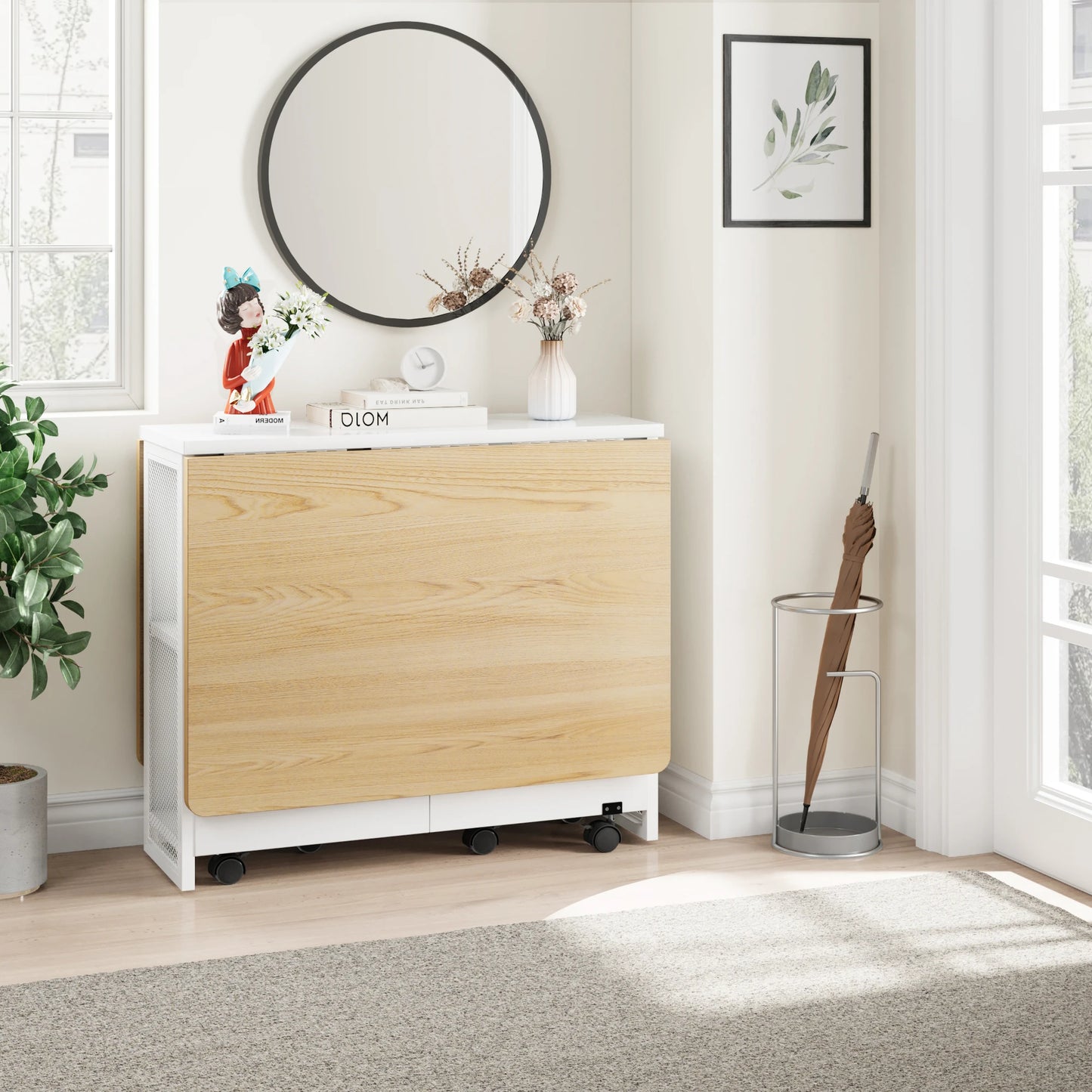 Studyset Folding Dining Table With Drop Leaf And Storage Extendable