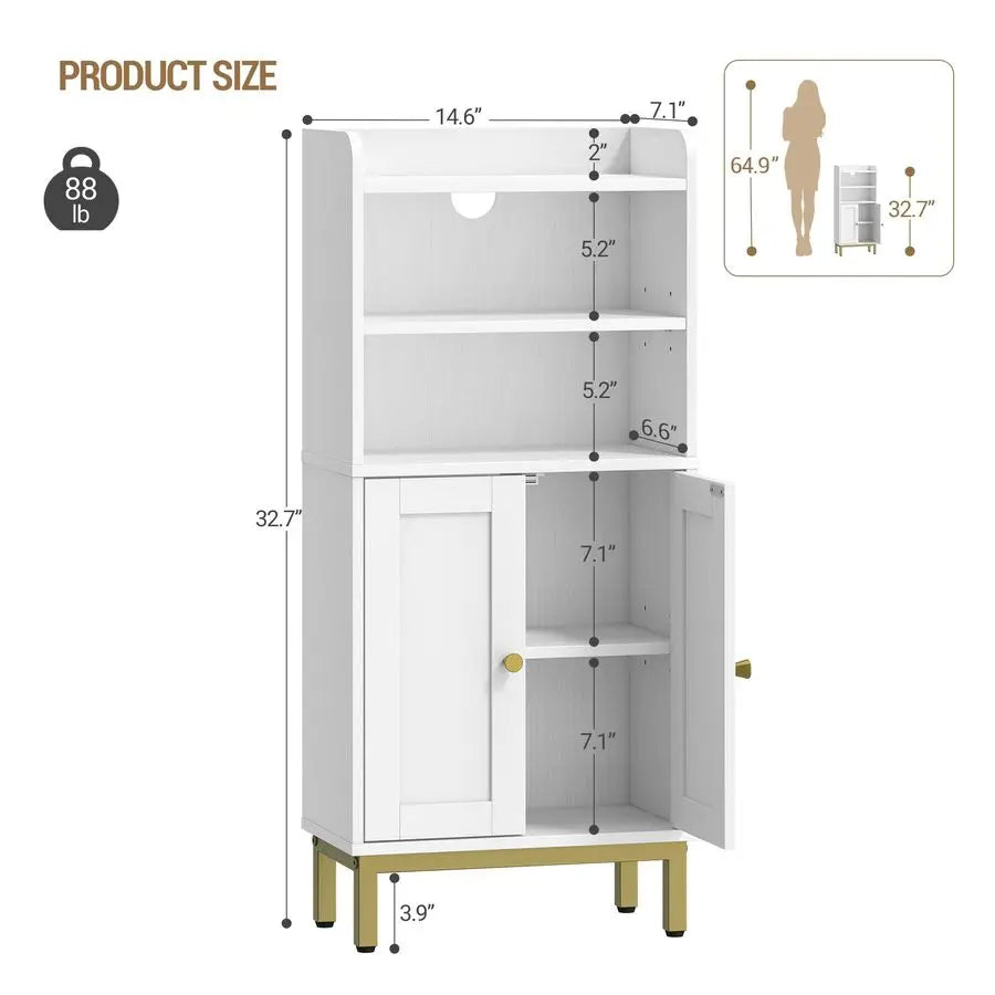 XMSJ Bathroom Storage Cabinet Two Door Corner Organizer