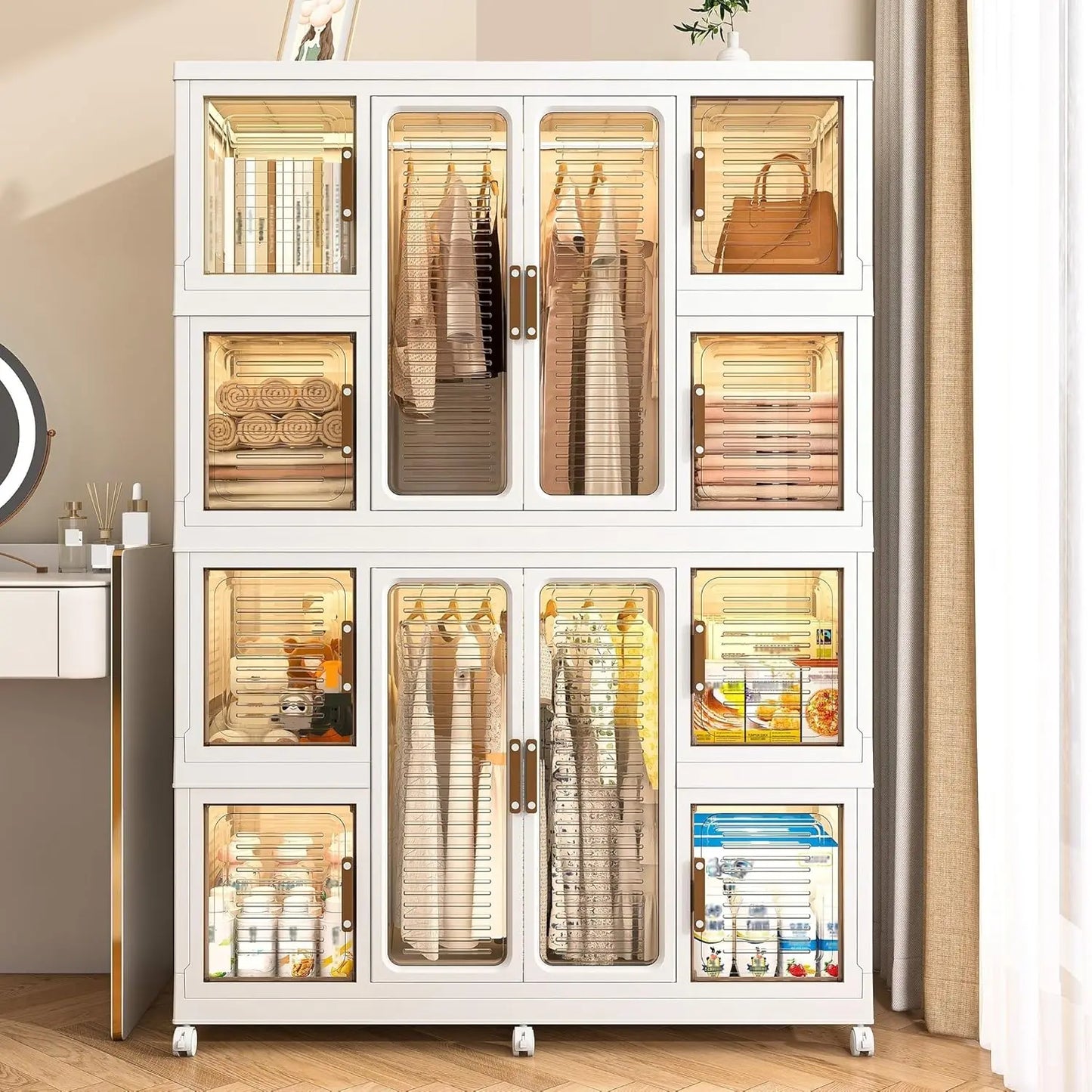 HUANZHUANG Modern Portable Wardrobe Closet Organizer With Magnetic Doors