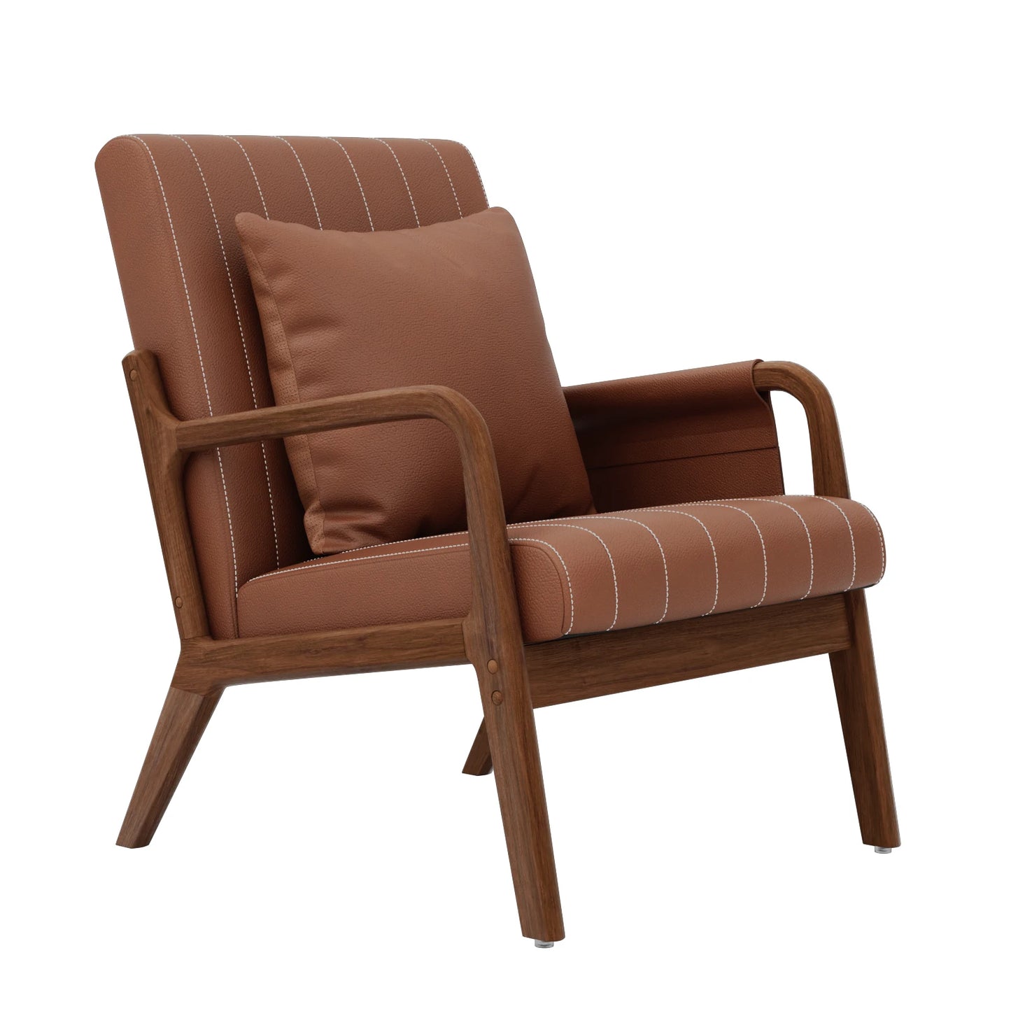 Hommpa Mid Century Wood Frame Accent Chair With PU Leather