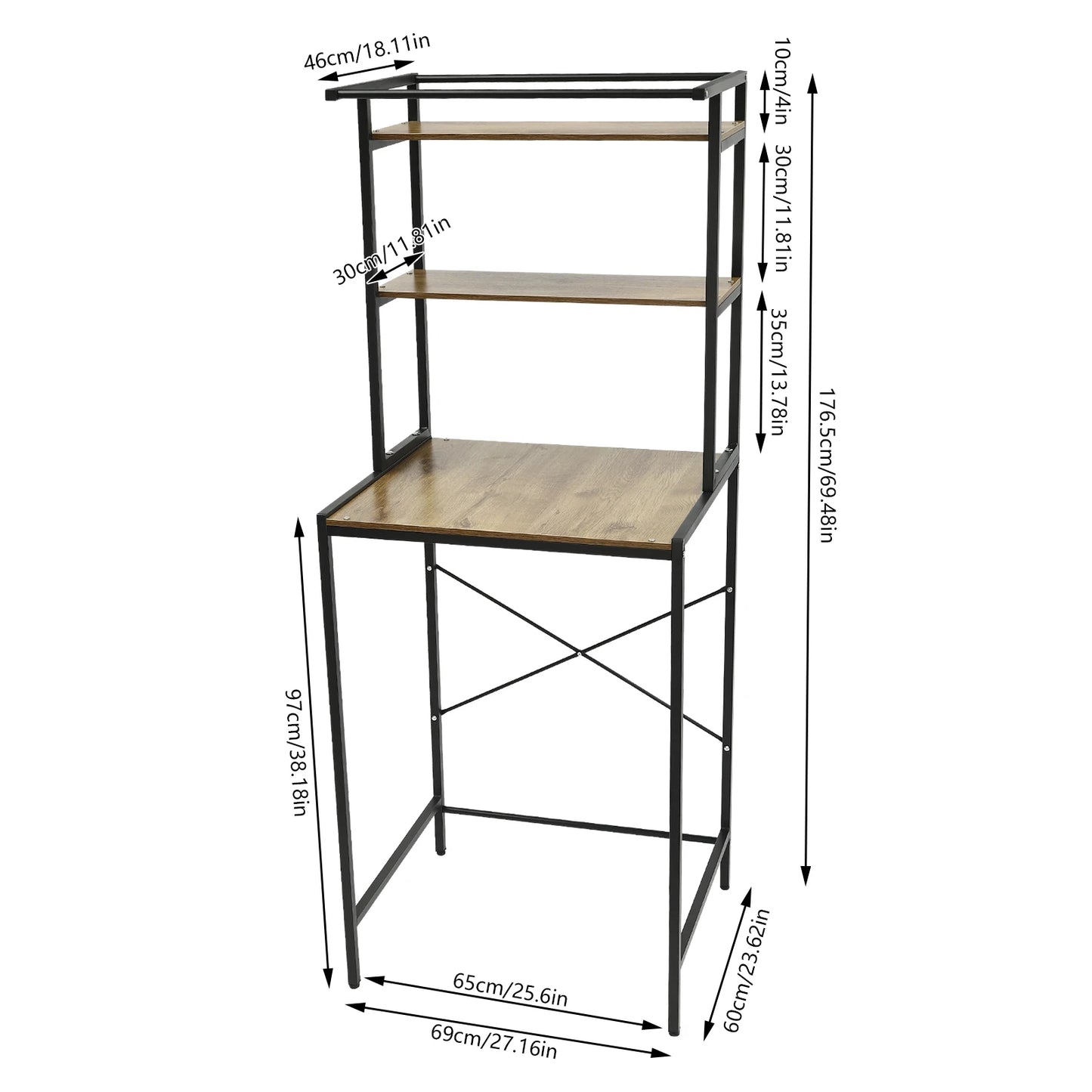 Three Tier Washing Machine And Dryer Storage Shelf For Laundry Room