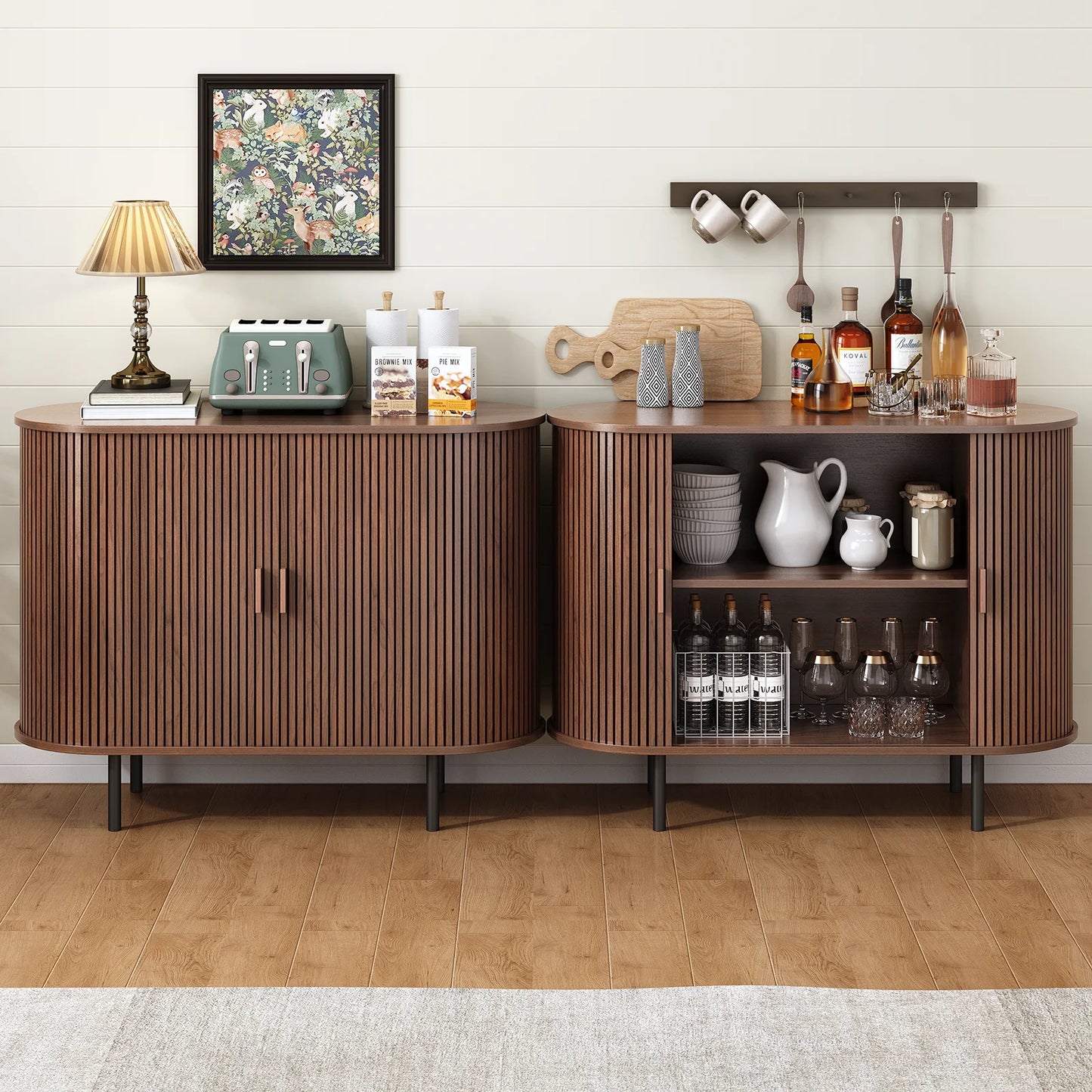 ONBRILL Sideboard Buffet Cabinet With Sliding Door And Adjustable Shelf Storage Unit