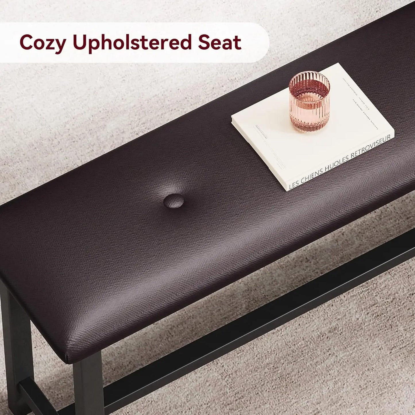 Dining Table Set for Four With Upholstered Benches Three Piece