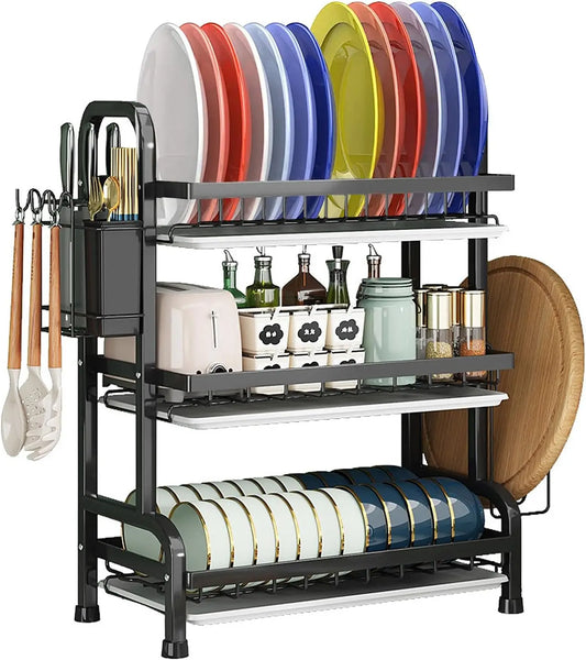 Three Tier Space Saving Kitchen Dish Rack For All Tableware
