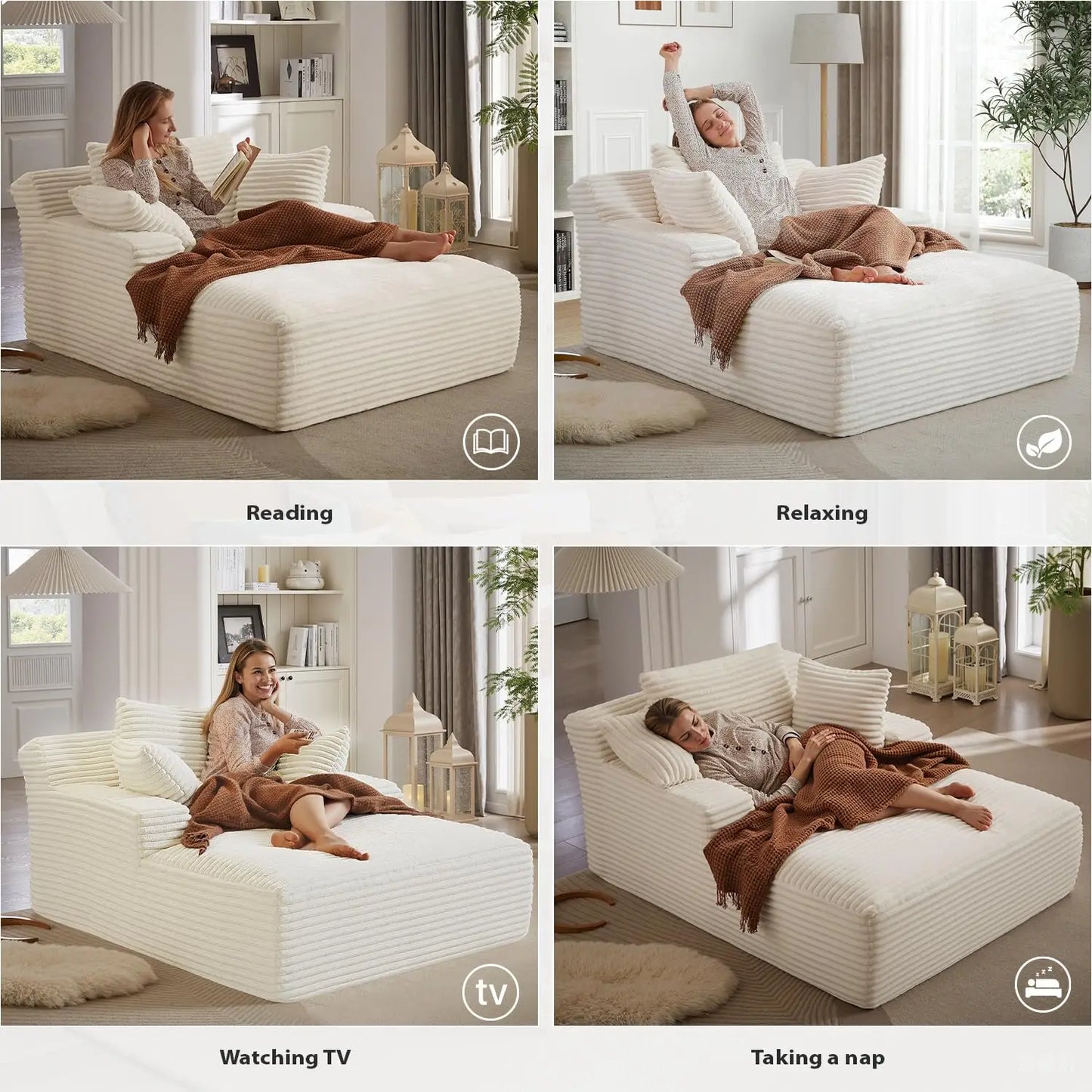 Corduroy Upholstered Indoor Chaise Lounge Sofa Bed