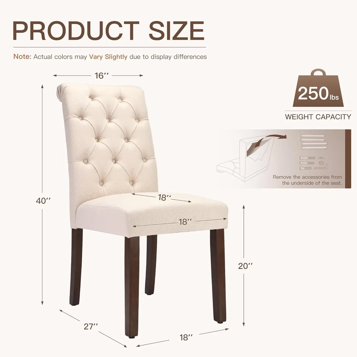 MOYU Dining Chairs Tufted Parsons Upholstered With Solid Wood Legs