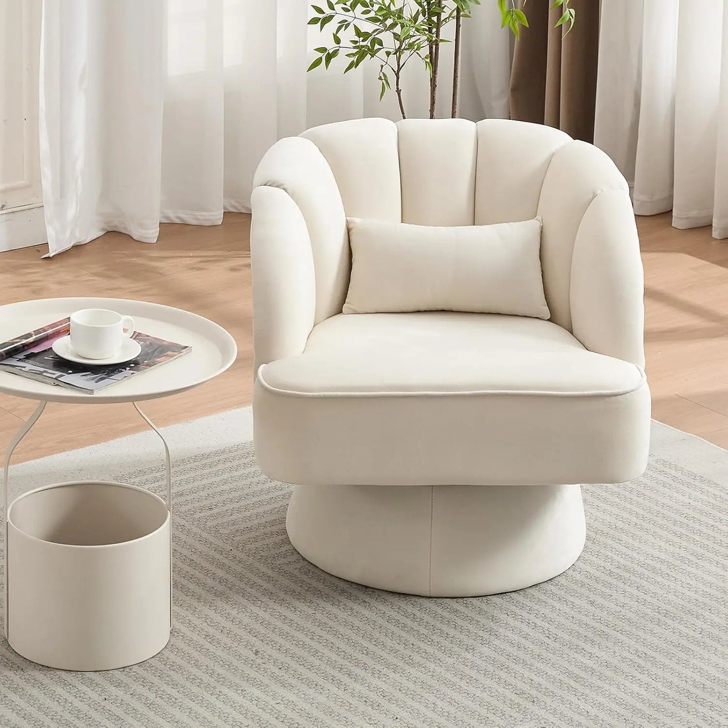 Acekool 360 Swivel Velvet Barrel Accent Chair