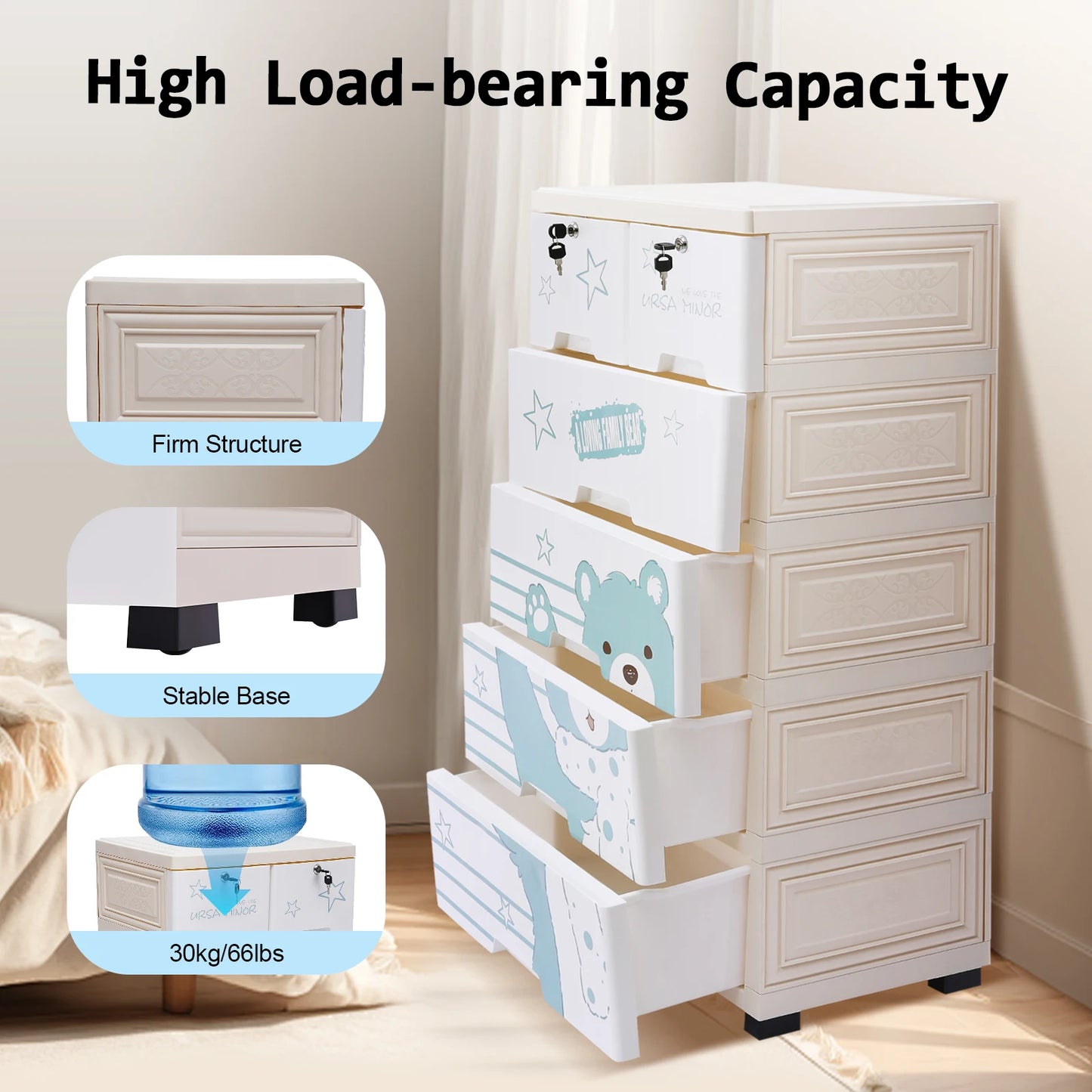 Storage Cabinet With Six Drawers Plastic Dresser Organizer For Clothes