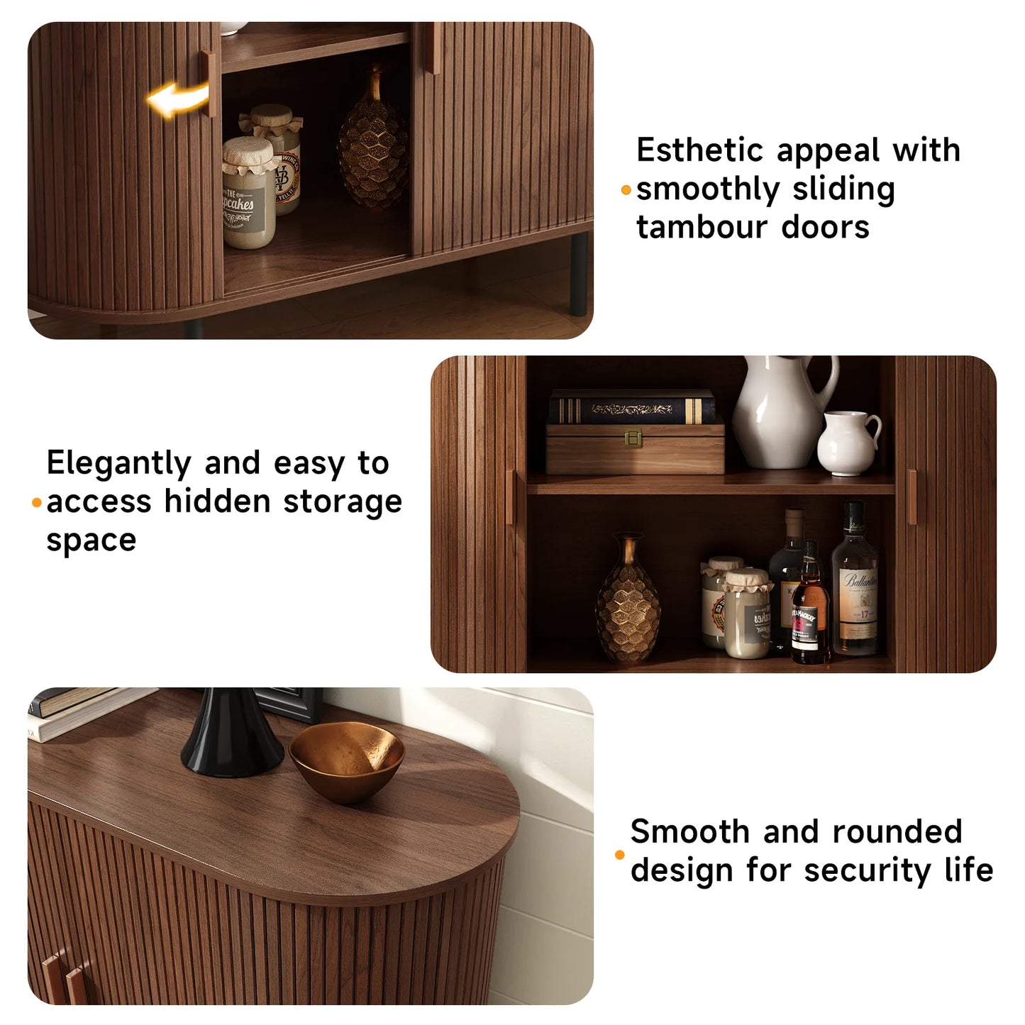 ONBRILL Sideboard Buffet Cabinet With Sliding Door And Adjustable Shelf Storage Unit
