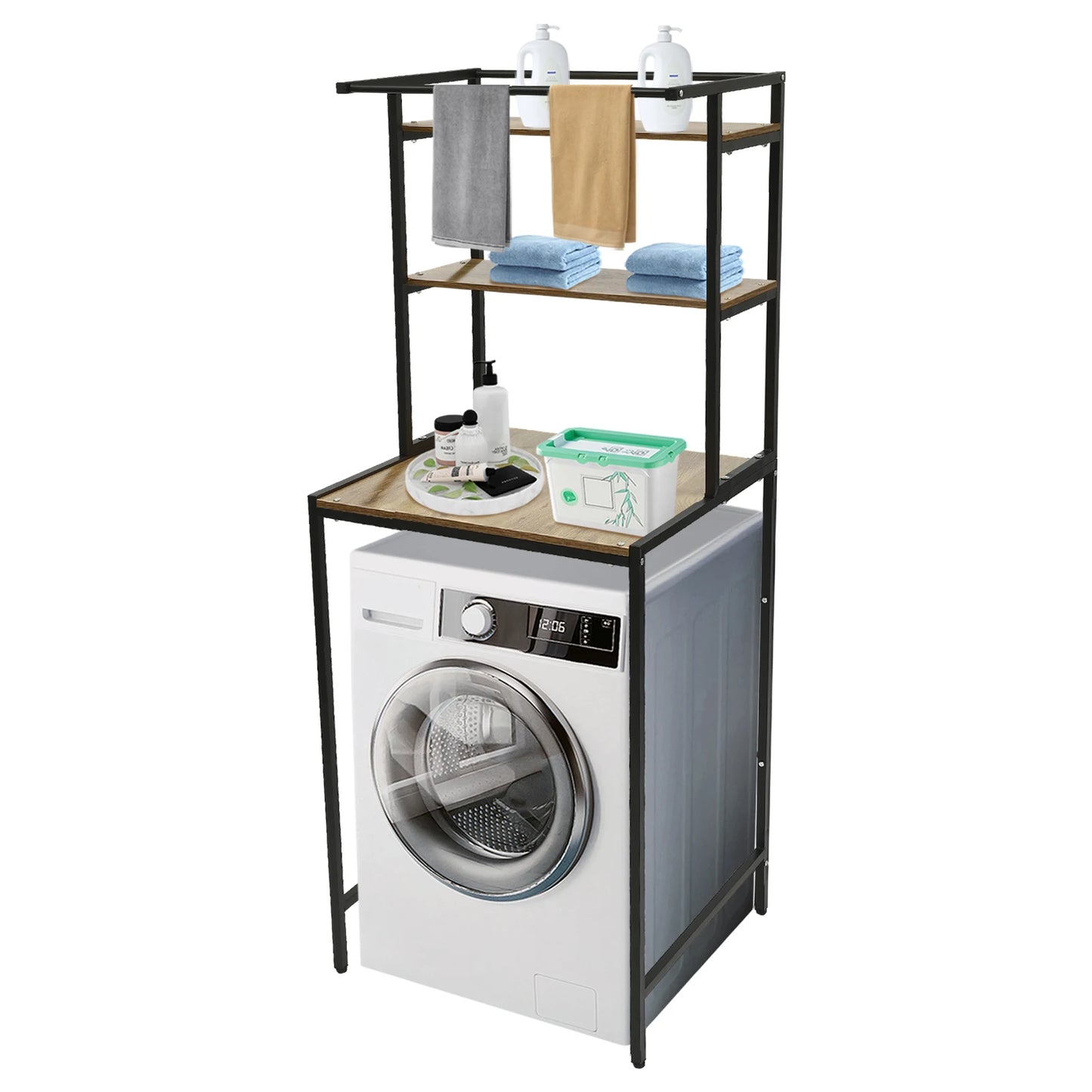 Three Tier Washing Machine And Dryer Storage Shelf For Laundry Room
