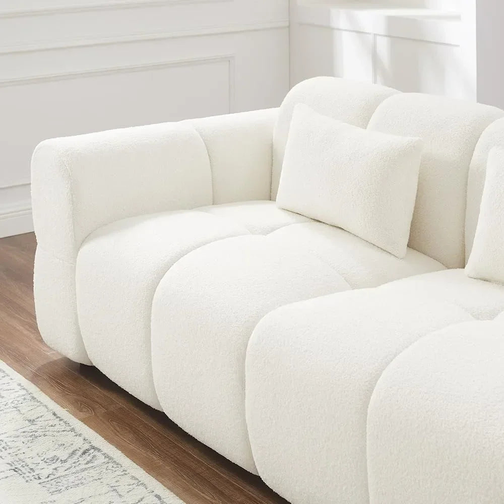 Guangbai Modern Boucle L Shaped Sofa Couch For Living Room