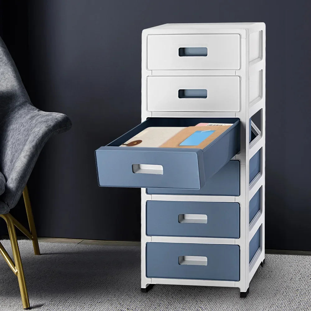 6 Drawer Storage Organizer Cabinet On Wheels Plastic Dresser For Home