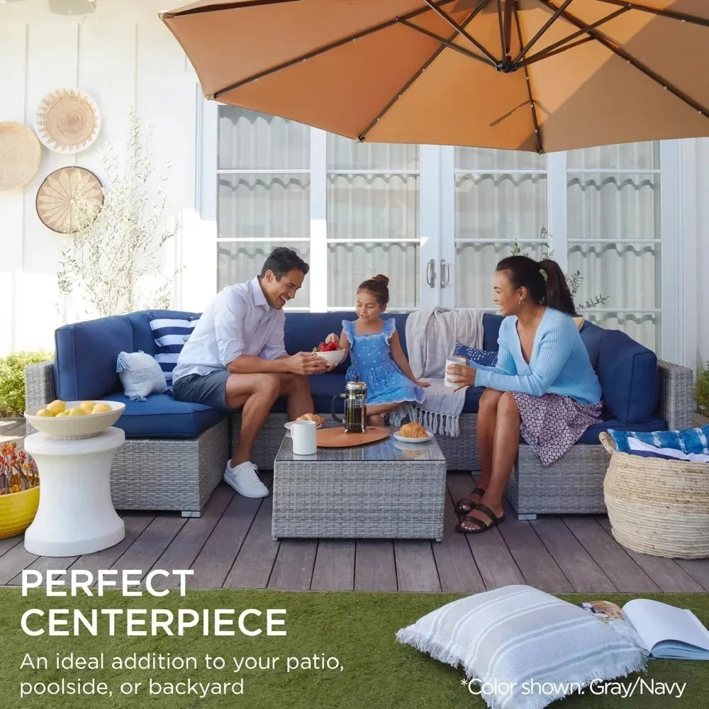 Outdoor Modular Sectional Wicker Patio Set With Coffee Table