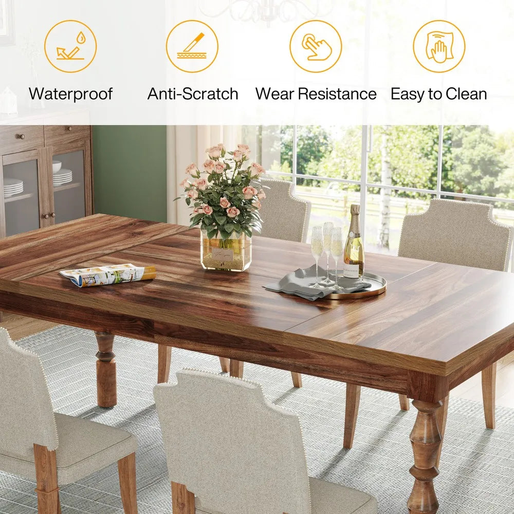 Farmhouse Wood Dining Table For 4 To 6 People