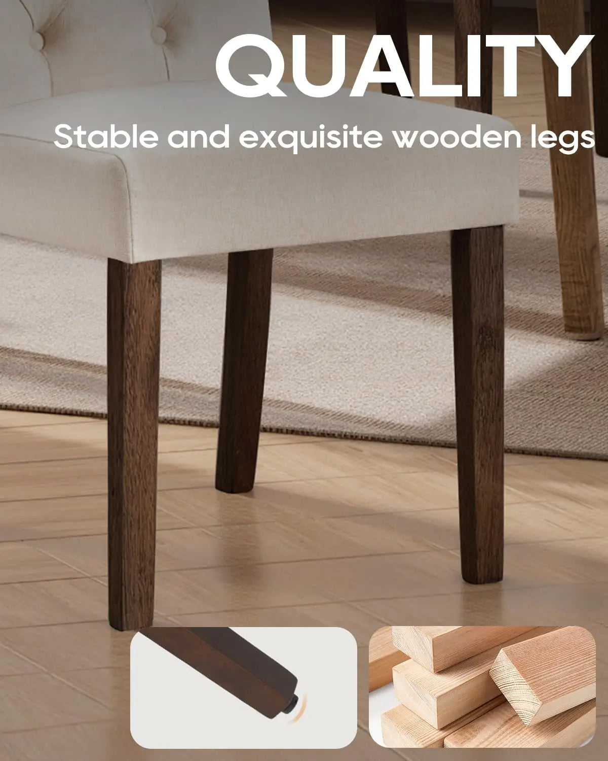MOYU Dining Chairs Tufted Parsons Upholstered With Solid Wood Legs