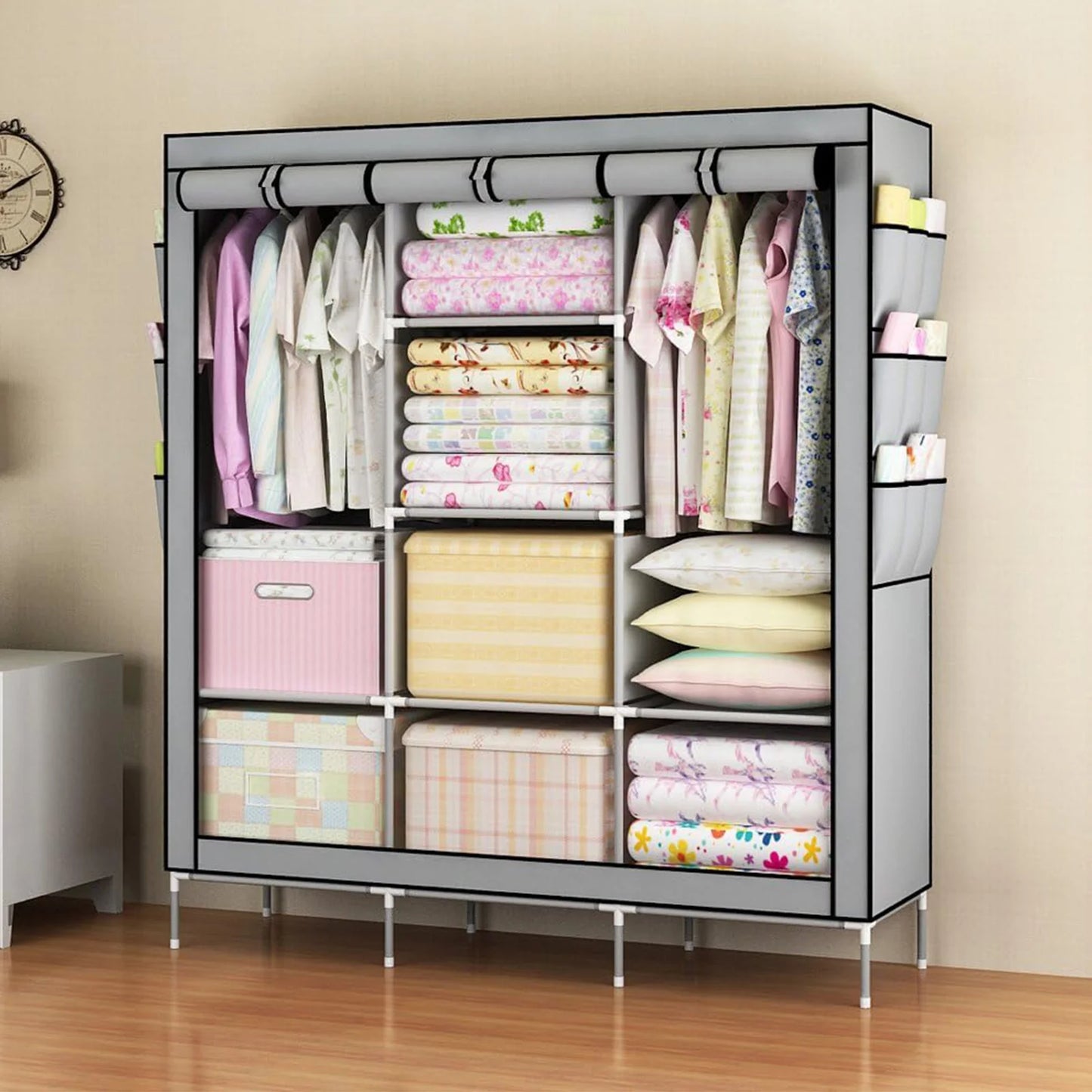 Closet Wardrobe Organizer Storage Dustproof Nonwoven Fabric Clothes Shelf