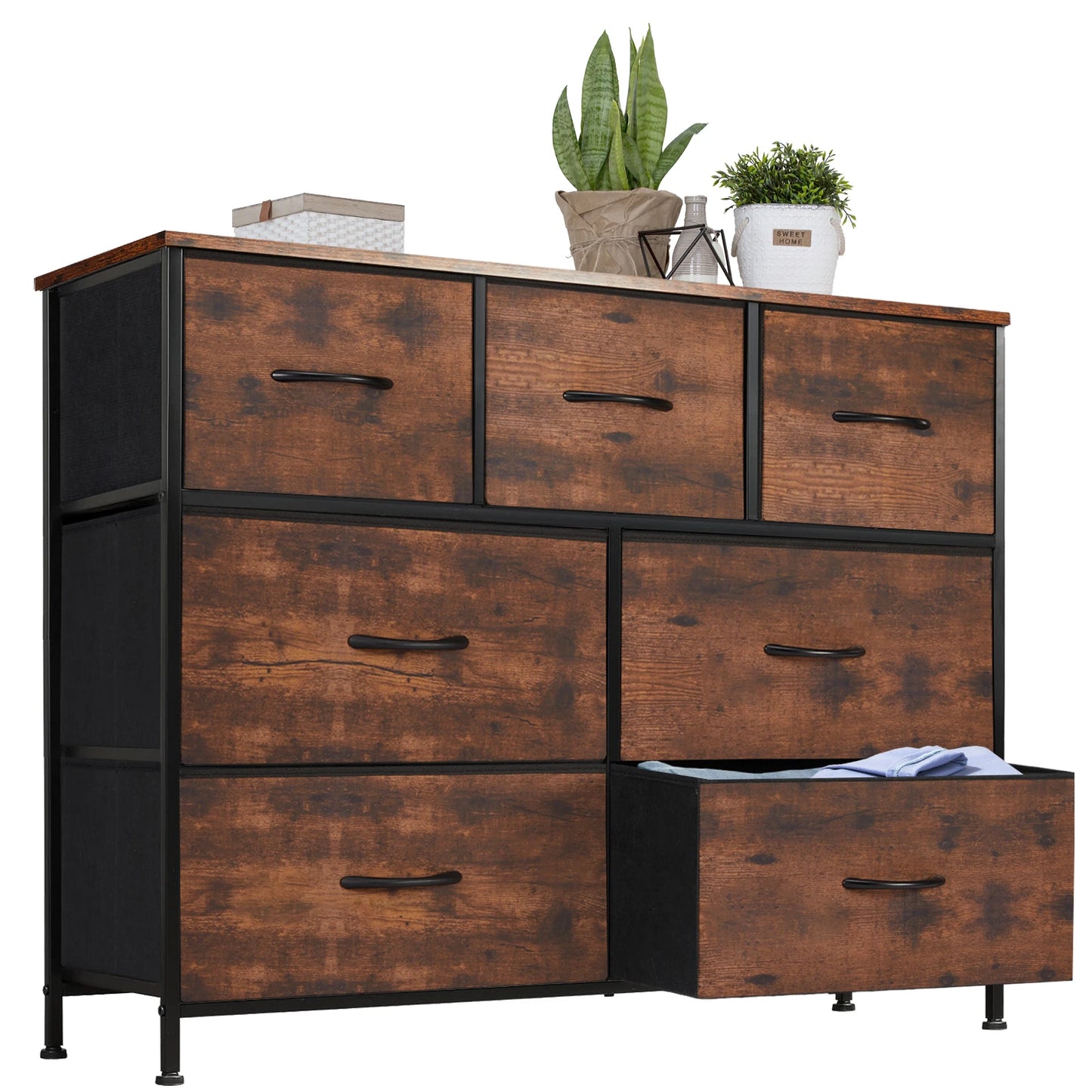 JHK Dresser With 7 Fabric Drawers Storage Cabinet For Bedroom Living Room Organization