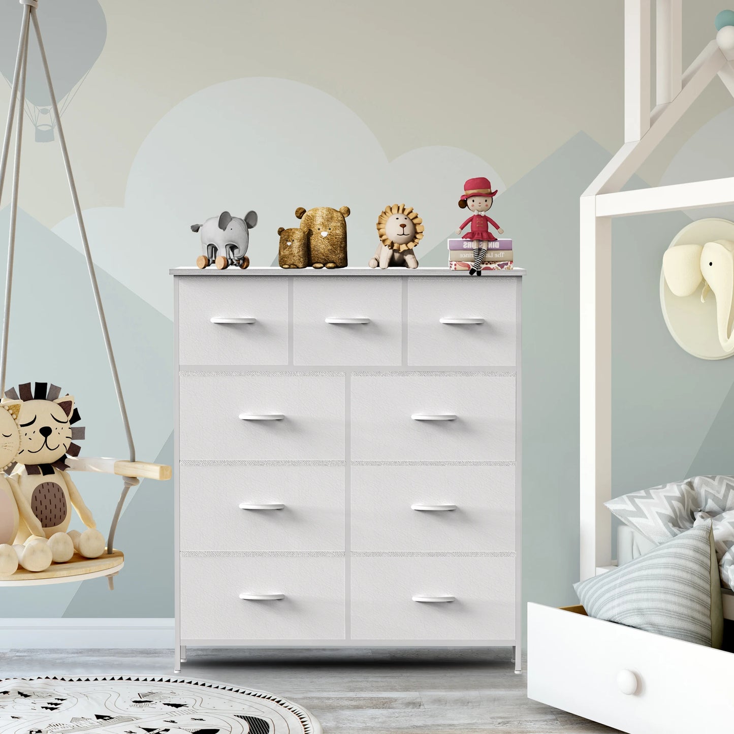 JHK Fabric Storage Dresser With Nine Drawers For Bedroom