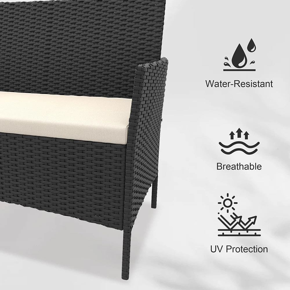 HiMISS 4-Piece PE Rattan Patio Set With Glass Top Table