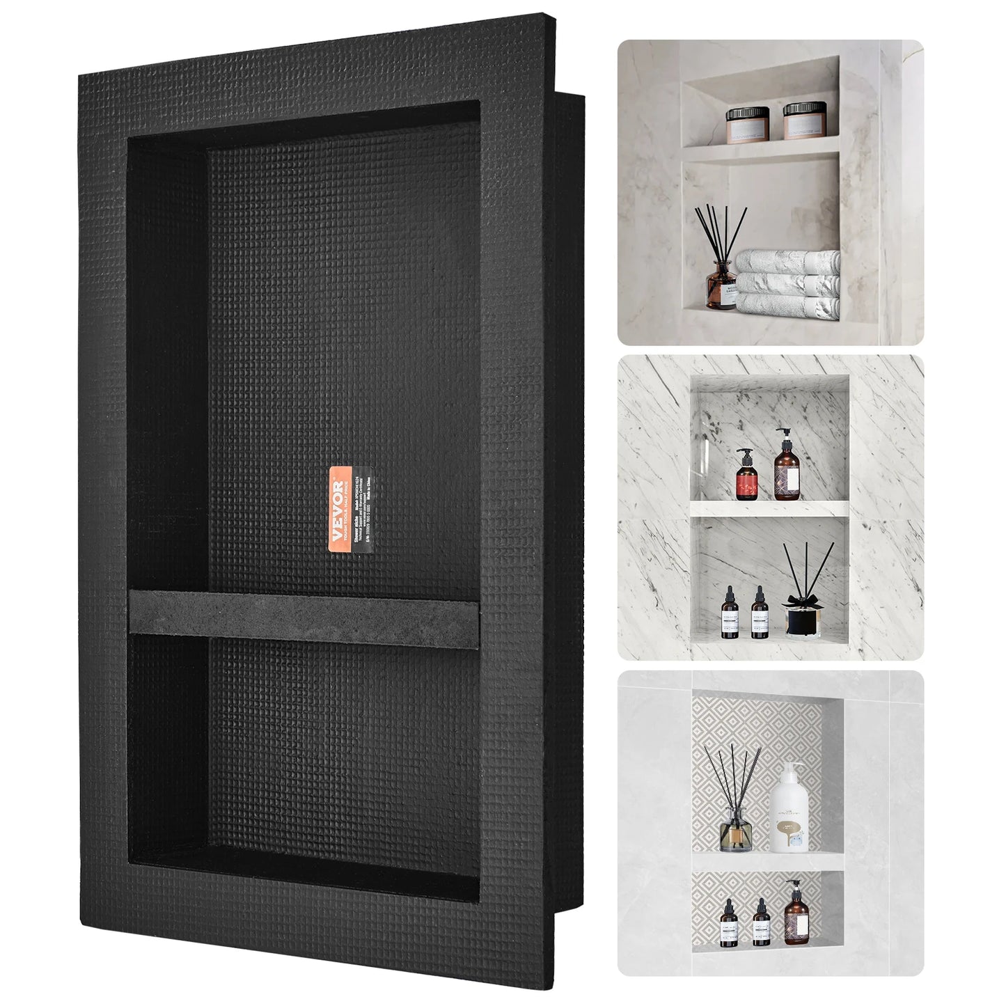 Shower Niche Organizer Shelf Dual Tier Recessed For Tile