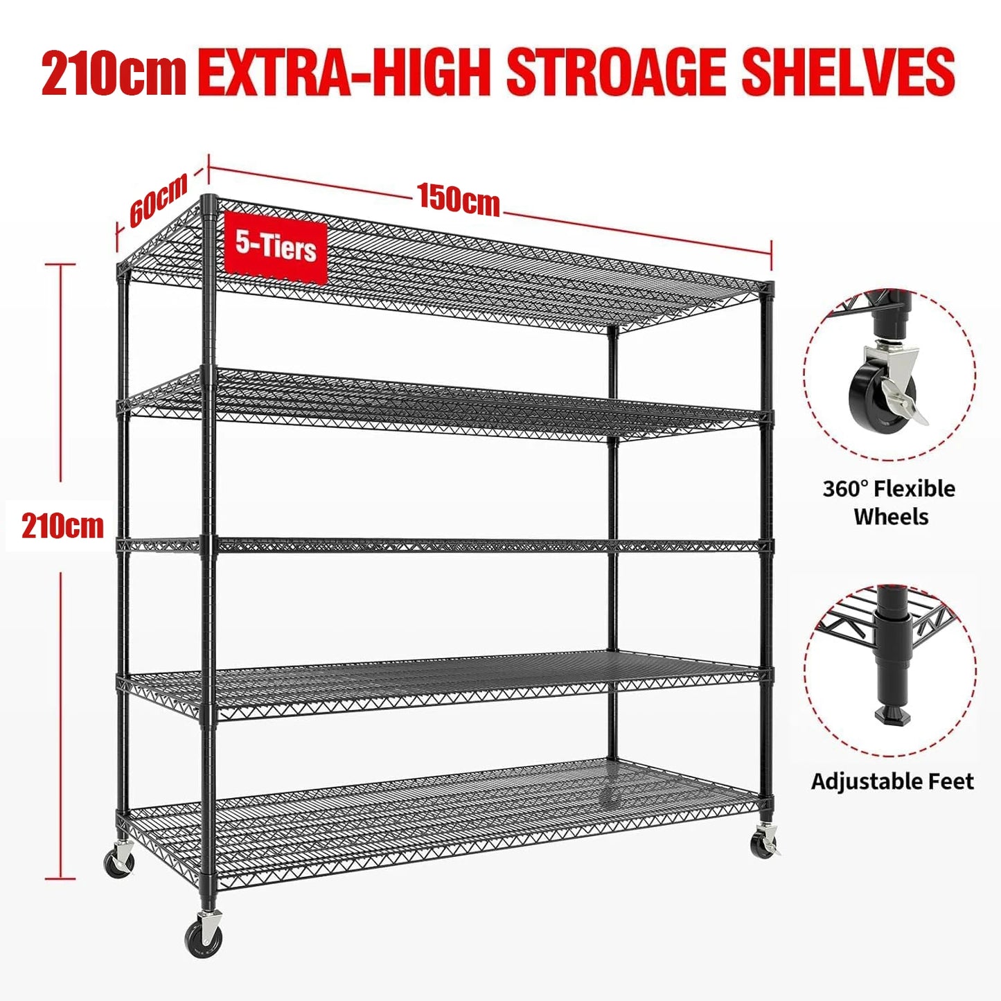TWISTER.CK Industrial Metal Storage Shelving Unit With Wheels