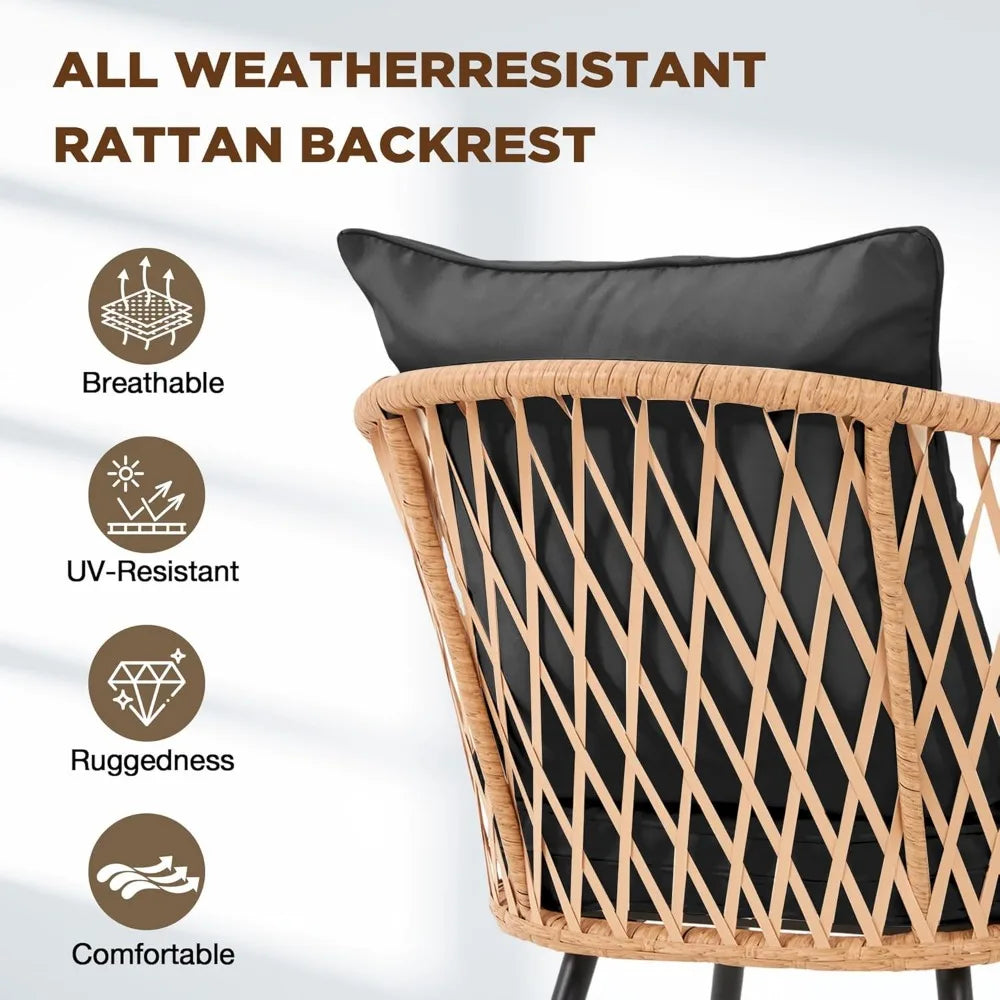All-Weather Rattan Patio Dining Set With Removable Cushions Umbrella Hole