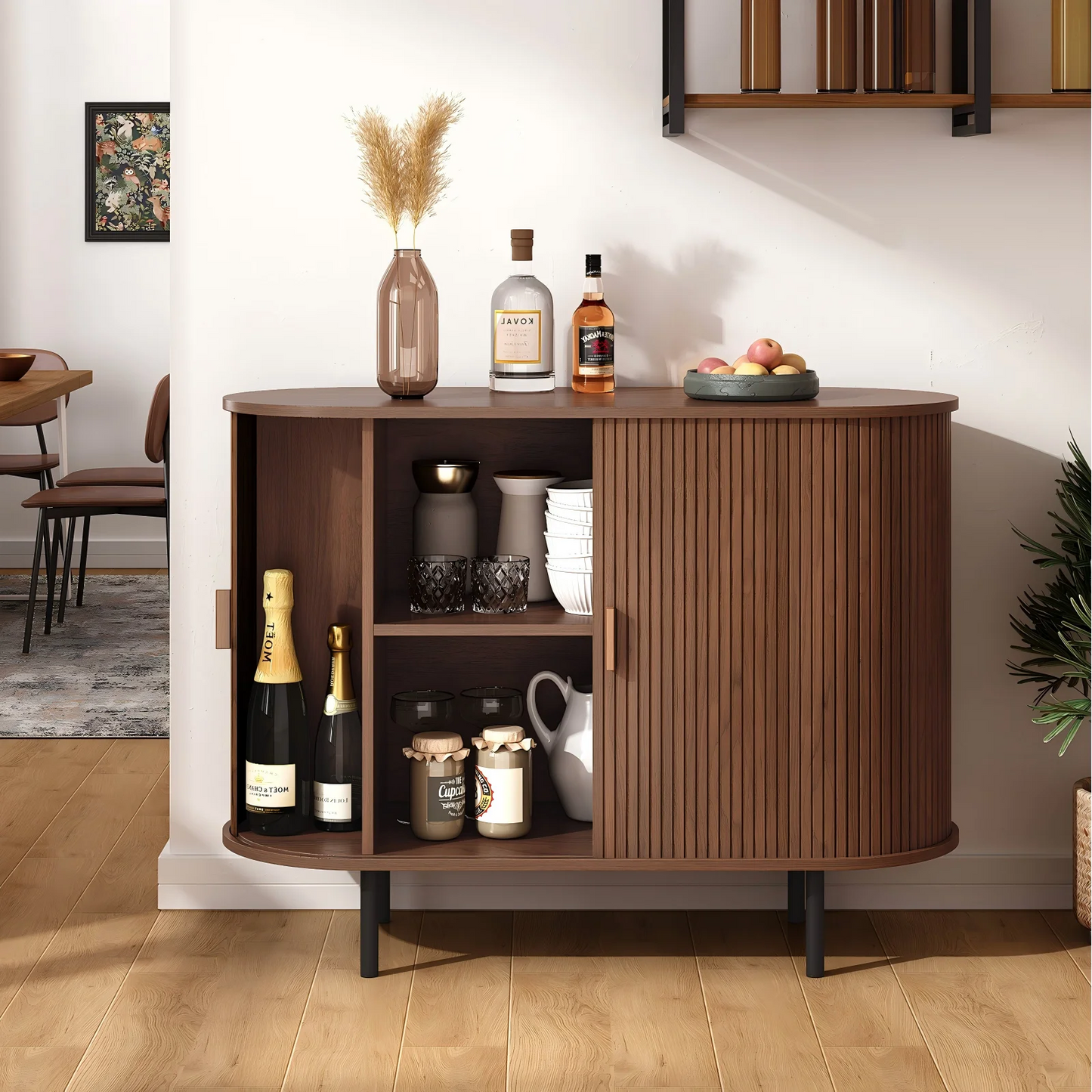 ONBRILL Sideboard Buffet Cabinet With Sliding Door And Adjustable Shelf Storage Unit