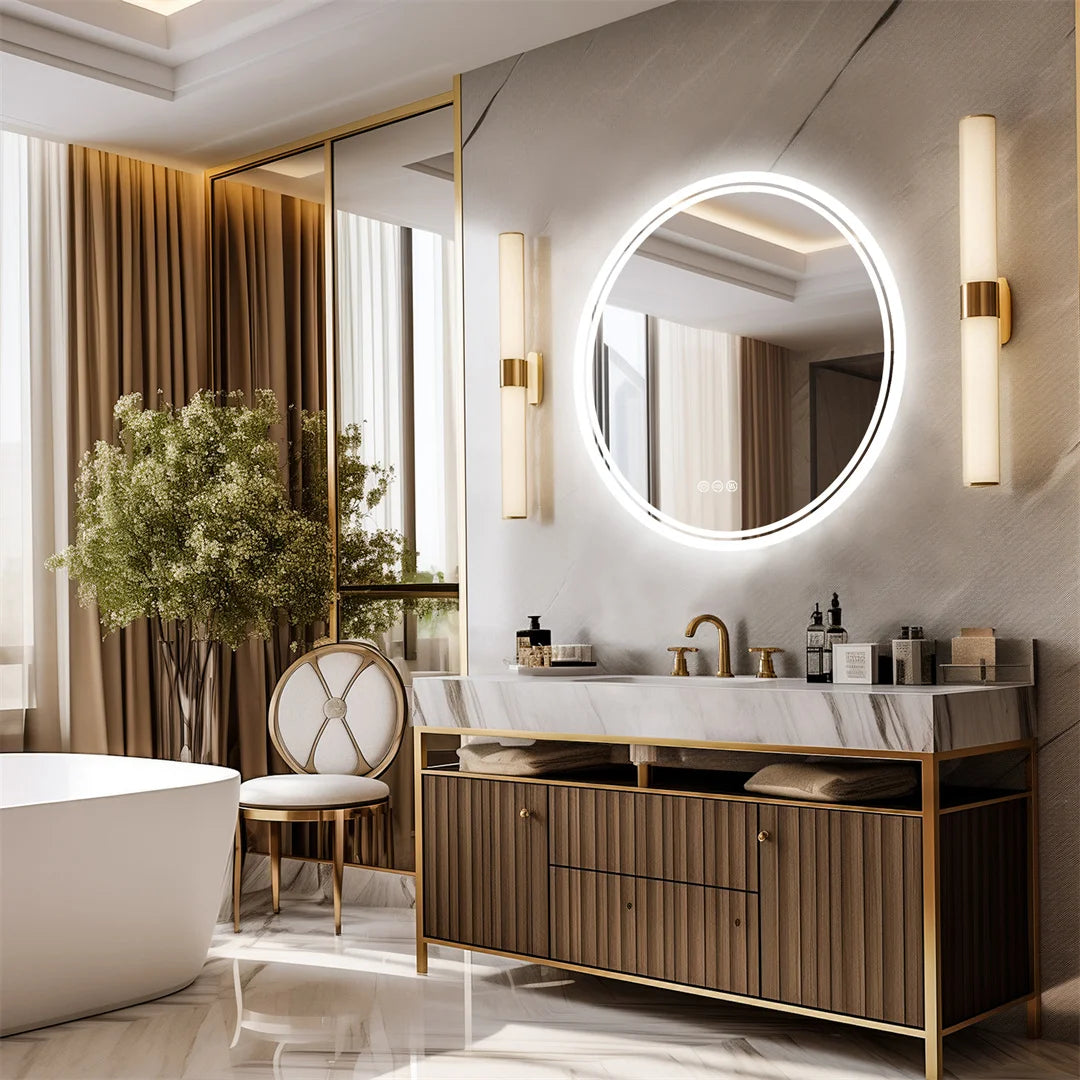 LUVODICRI Big Round LED Bathroom Mirror With Touch Sensor