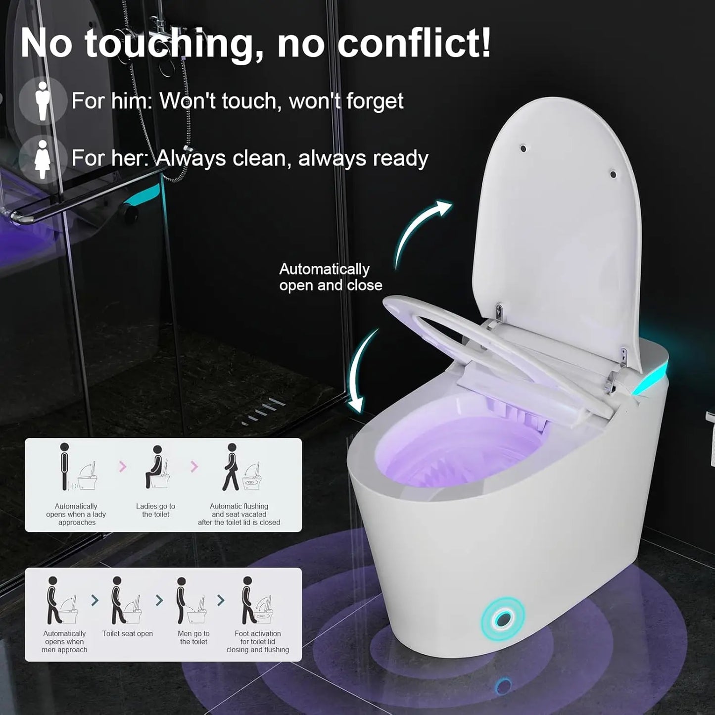 Smart Toilet With Bidet Built In Auto Flush Elongated