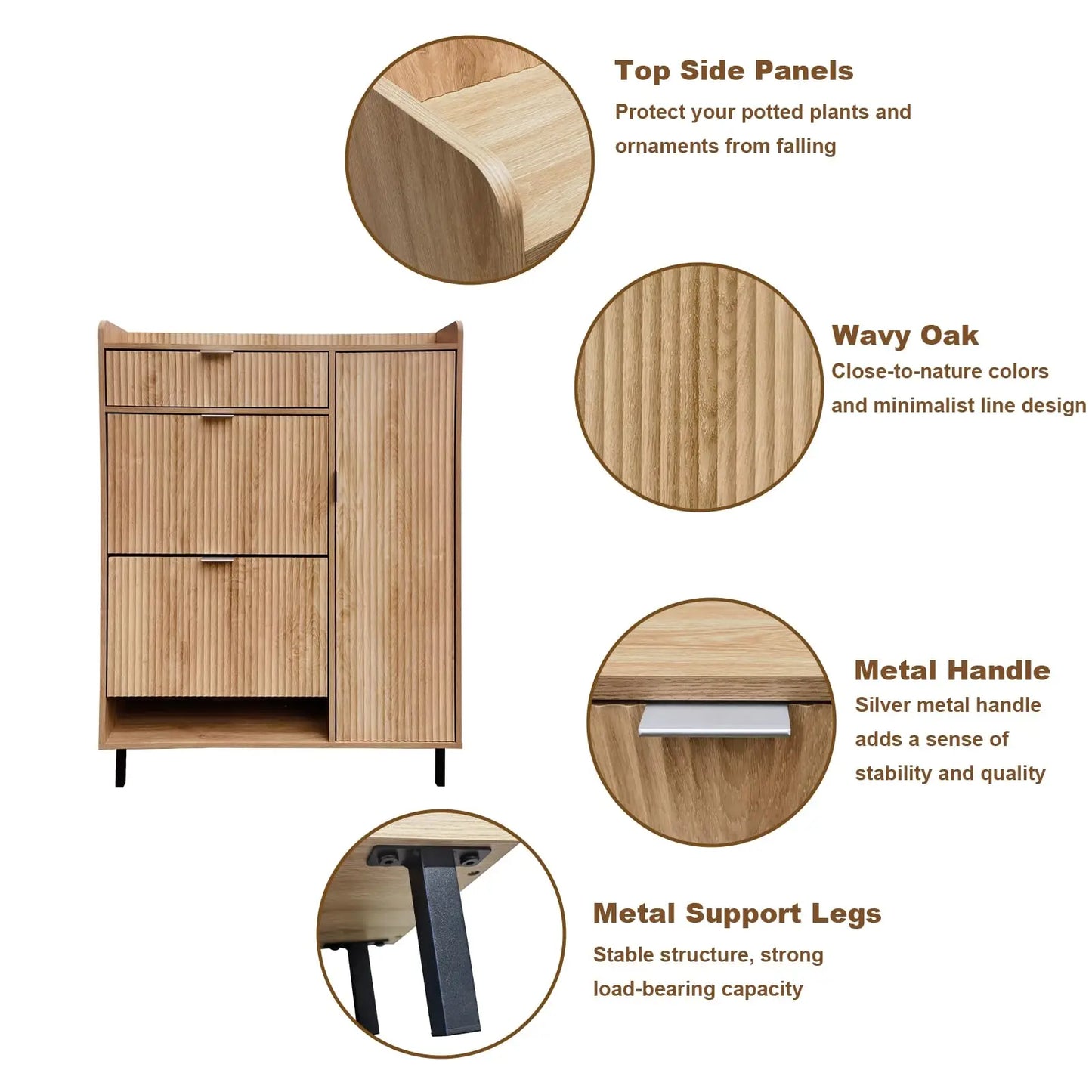 HiMISS Shoe Storage Cabinet With Flip Drawers Freestanding Entryway Organizer