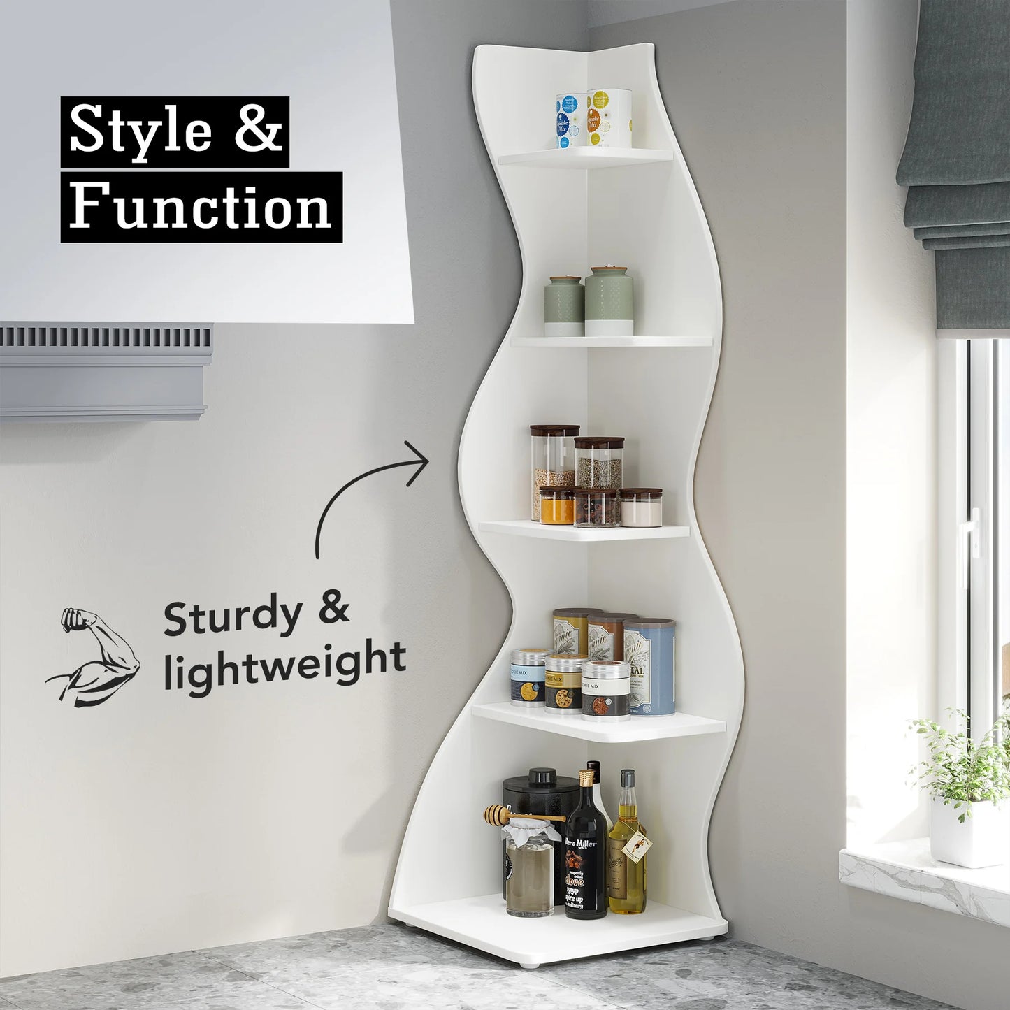 Tribesigns 5-Tier Corner Shelf Wall Bookshelf
