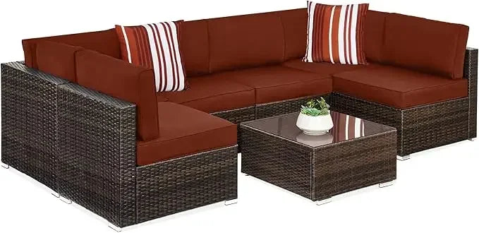 Outdoor Modular Sectional Wicker Patio Set With Coffee Table