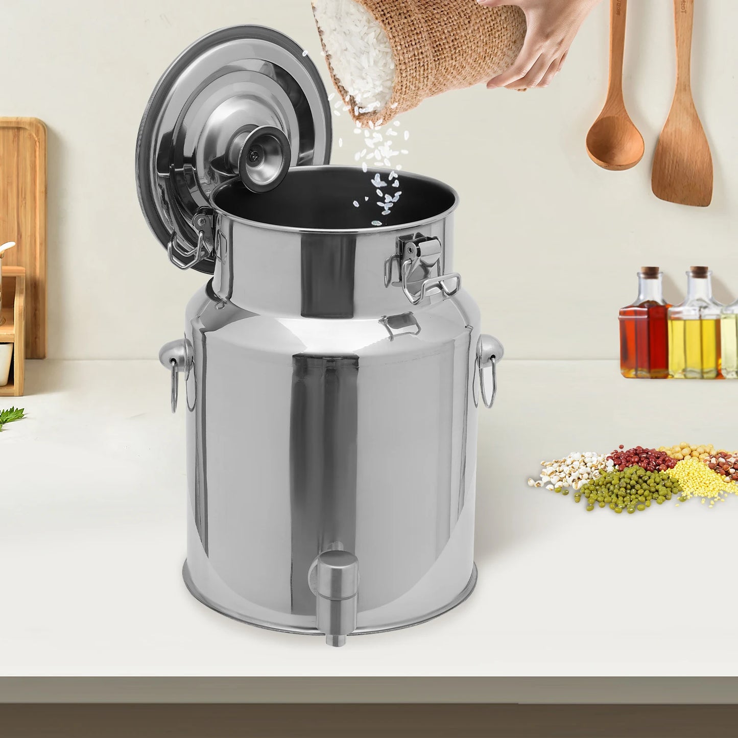 Bymaocar 304 Stainless Steel Milk Can With Spigot Beverage Dispenser