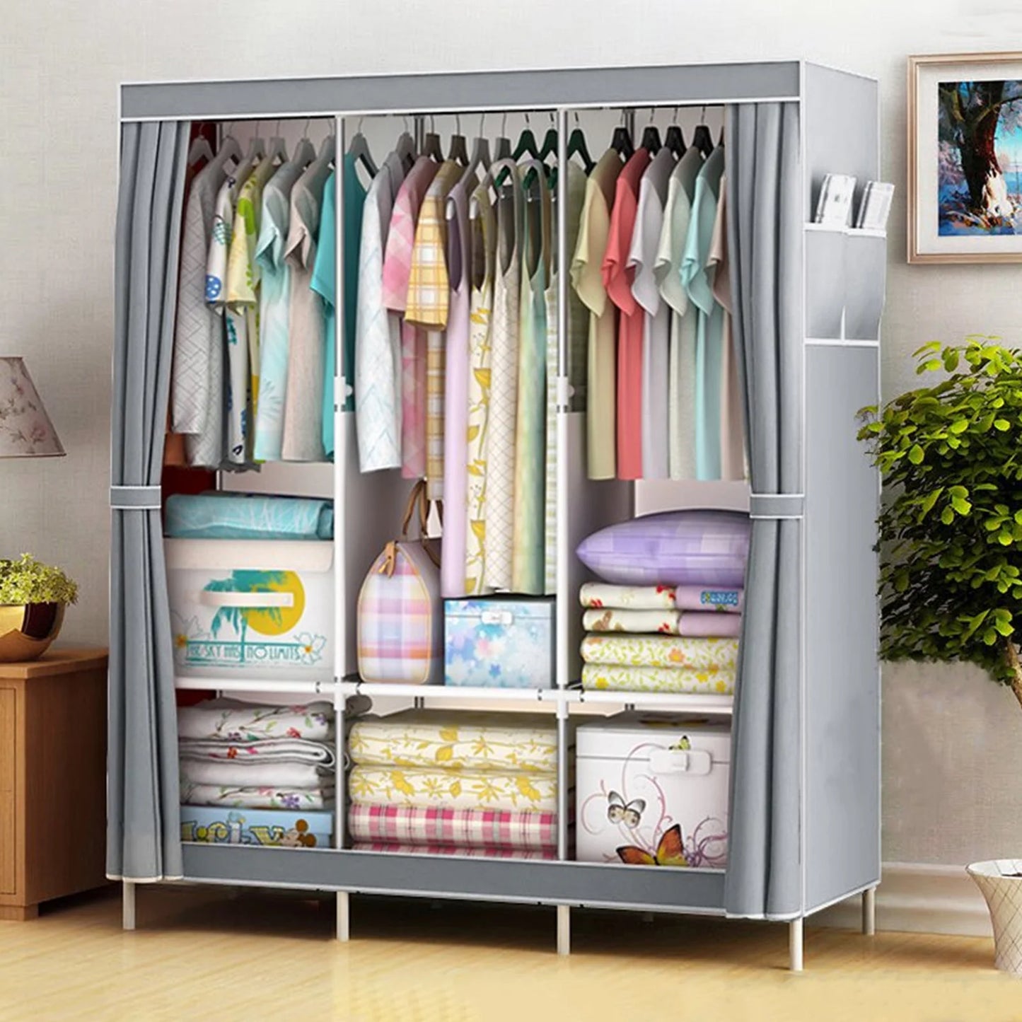 Closet Wardrobe Organizer Storage Dustproof Nonwoven Fabric Clothes Shelf