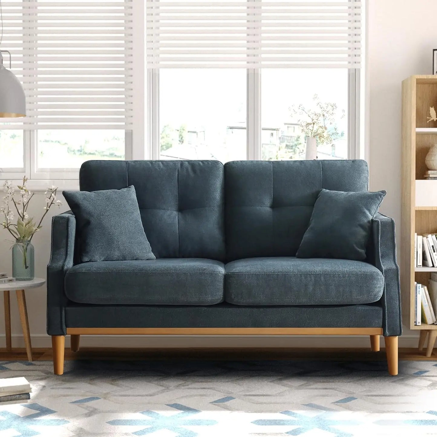 Ticify Velvet Upholstered Loveseat Sofa With USB Port