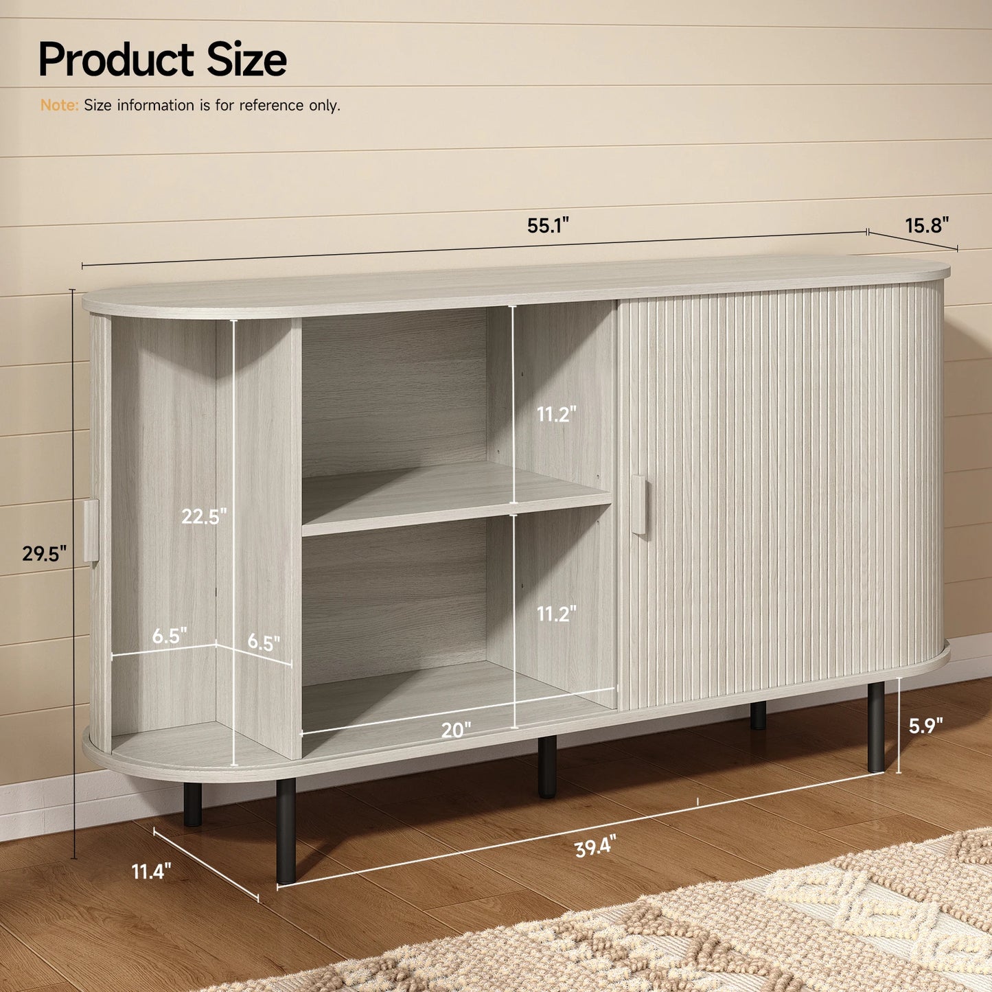 ONBRILL Sideboard Buffet Cabinet With Sliding Door And Adjustable Shelf Storage Unit